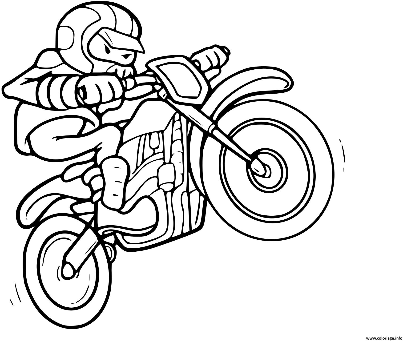 Dessin moto cross jump Coloriage Gratuit à Imprimer