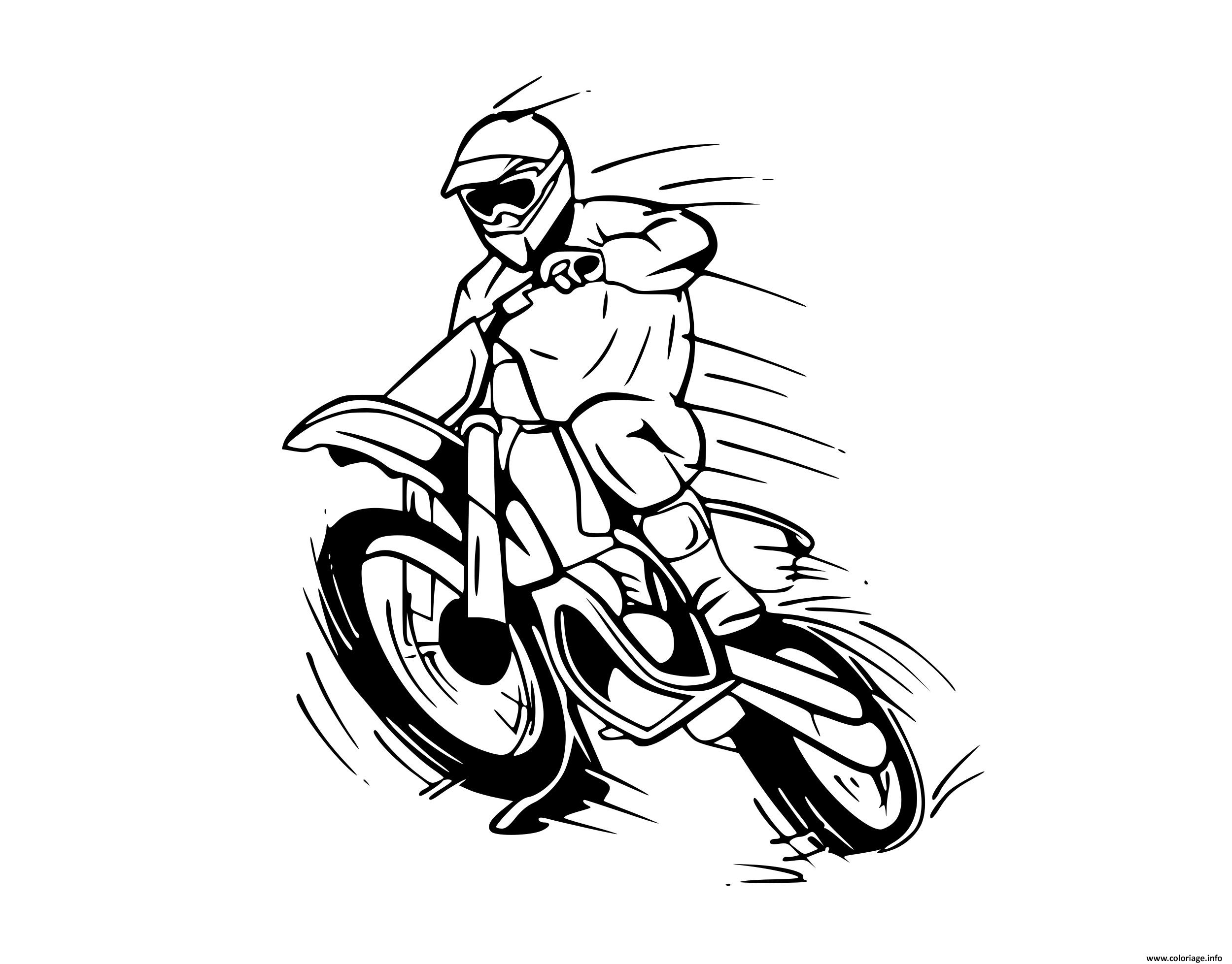 Dessin moto cross saut en pleine vitesse Coloriage Gratuit à Imprimer