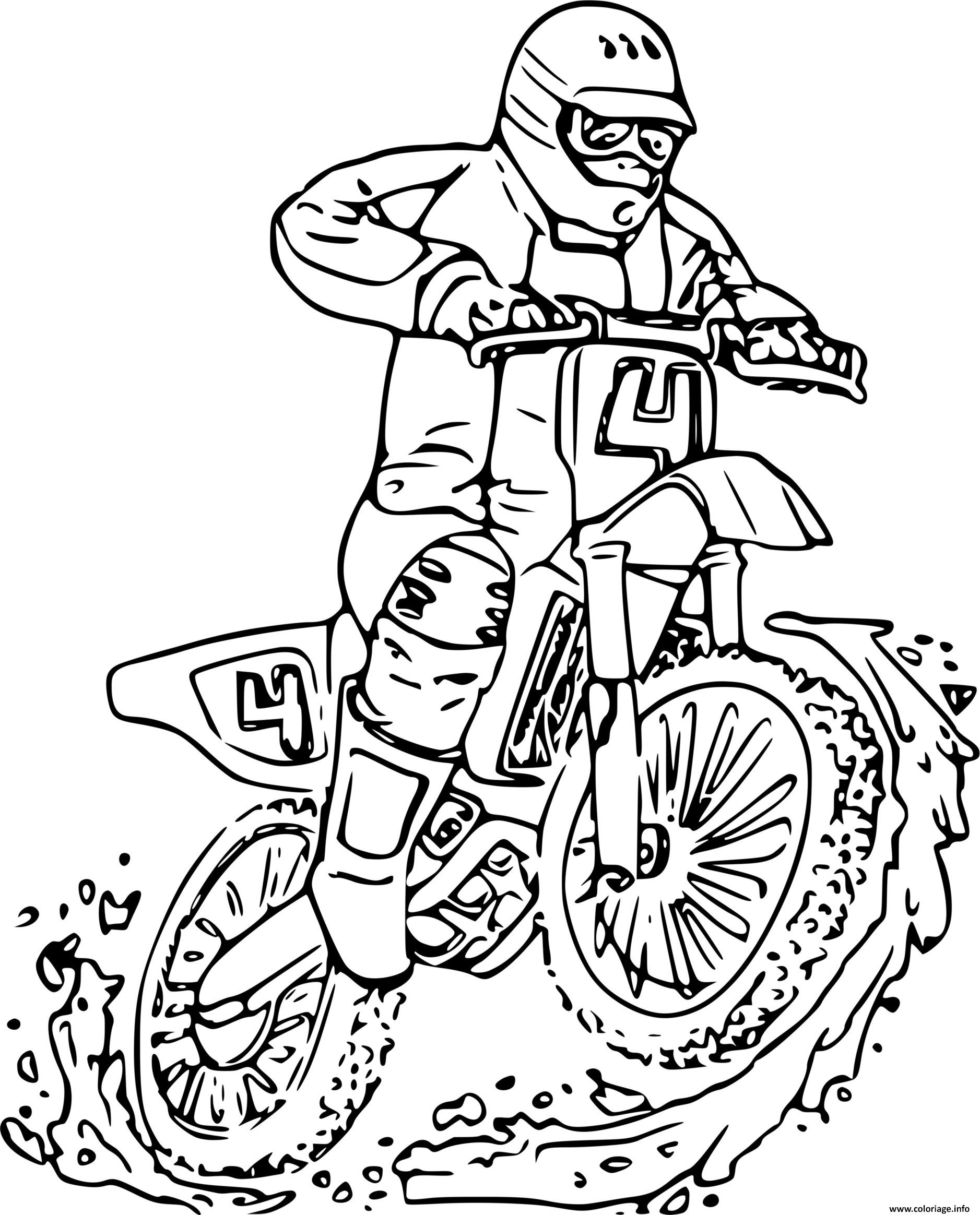 Dessin moto cross conducteur rapide Coloriage Gratuit à Imprimer