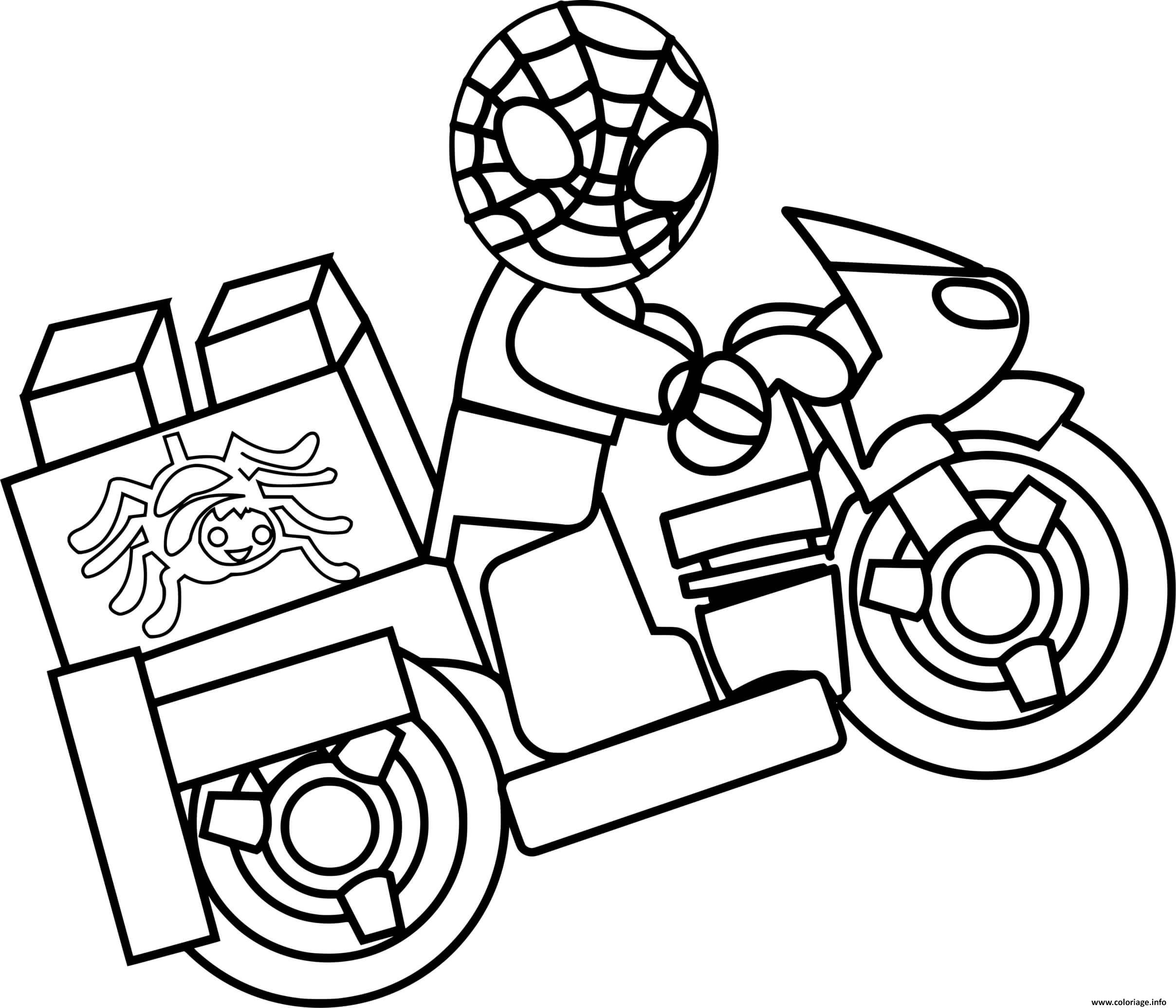 Coloriage Moto Lego Spiderman JeColorie