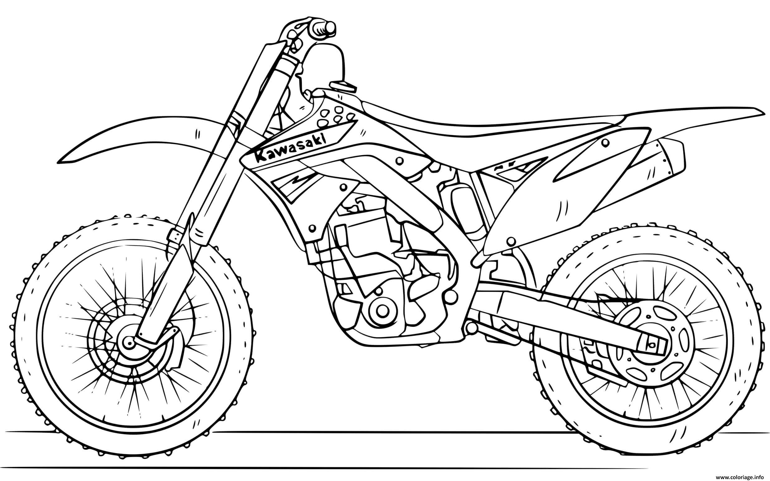 Coloriage Moto Cross De Course Kawasaki Dessin à Imprimer
