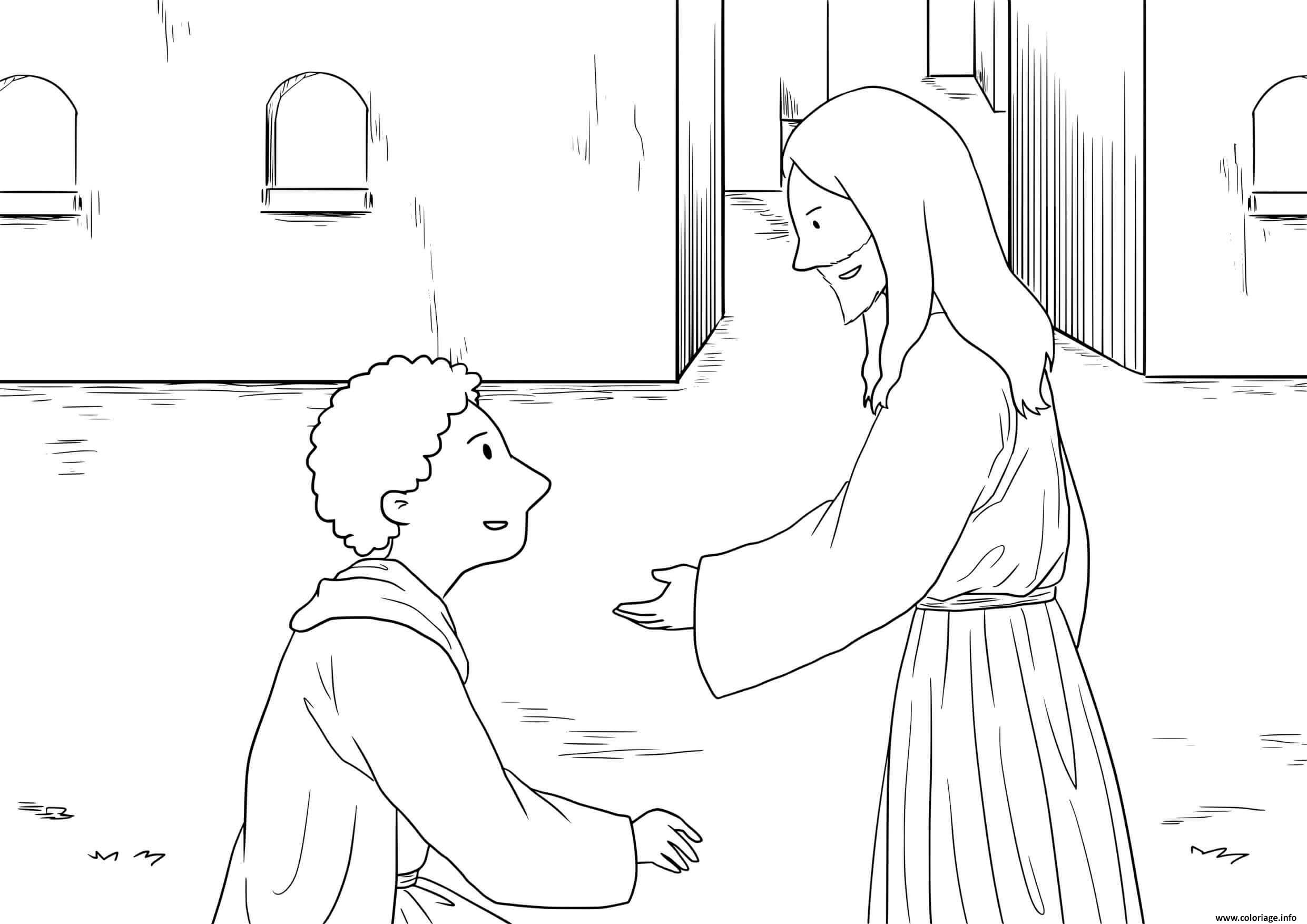 Dessin Ten Lepers Luke 17_11 19_04 Coloriage Gratuit à Imprimer