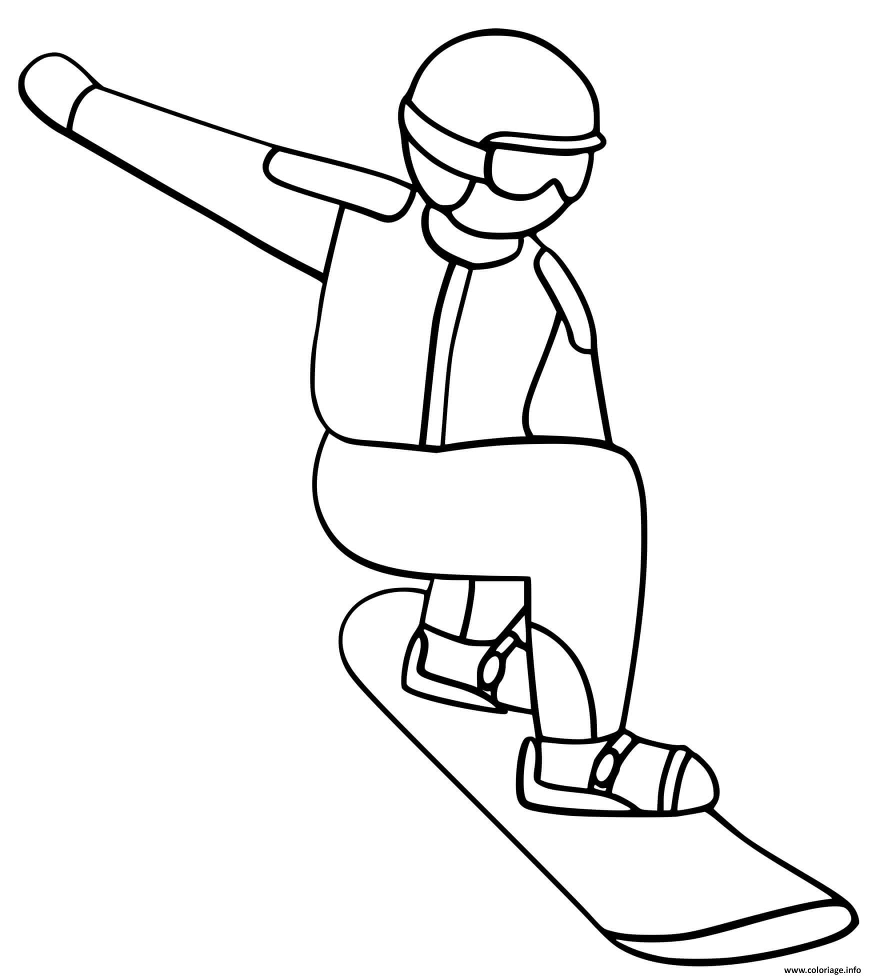 Dessin snowboard sport hiver Coloriage Gratuit à Imprimer
