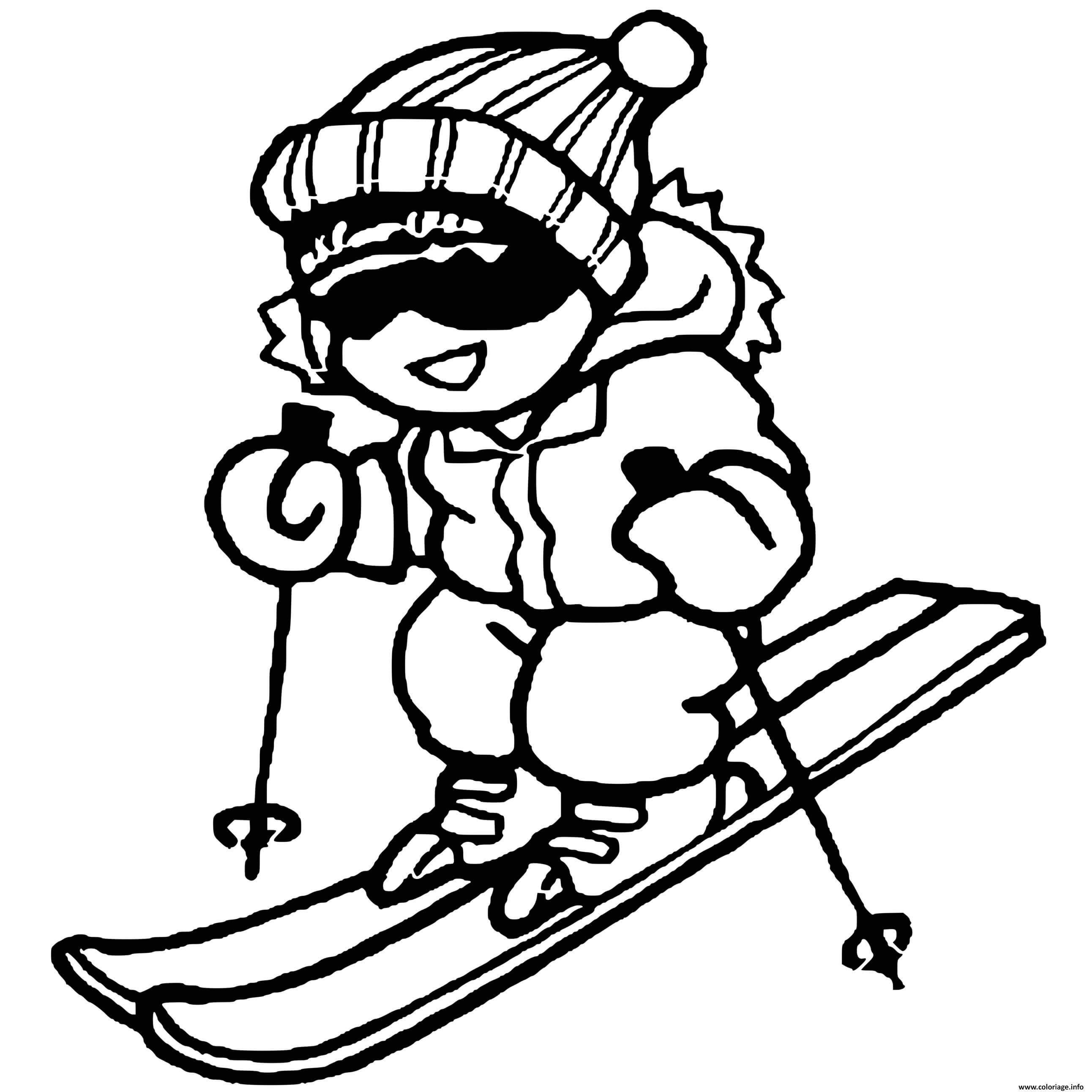 Coloriage Ski Alpin Enfant Dessin à Imprimer