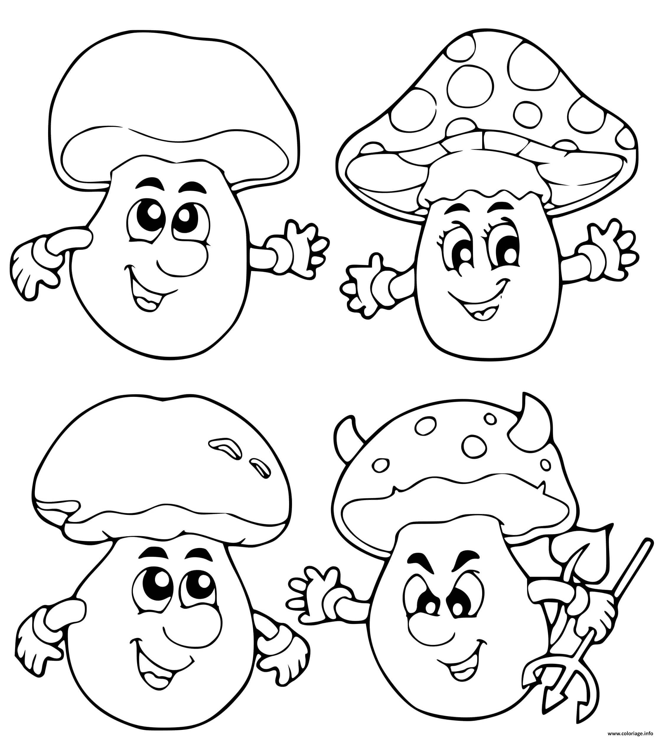 Dessin champignon automne octobre Coloriage Gratuit à Imprimer