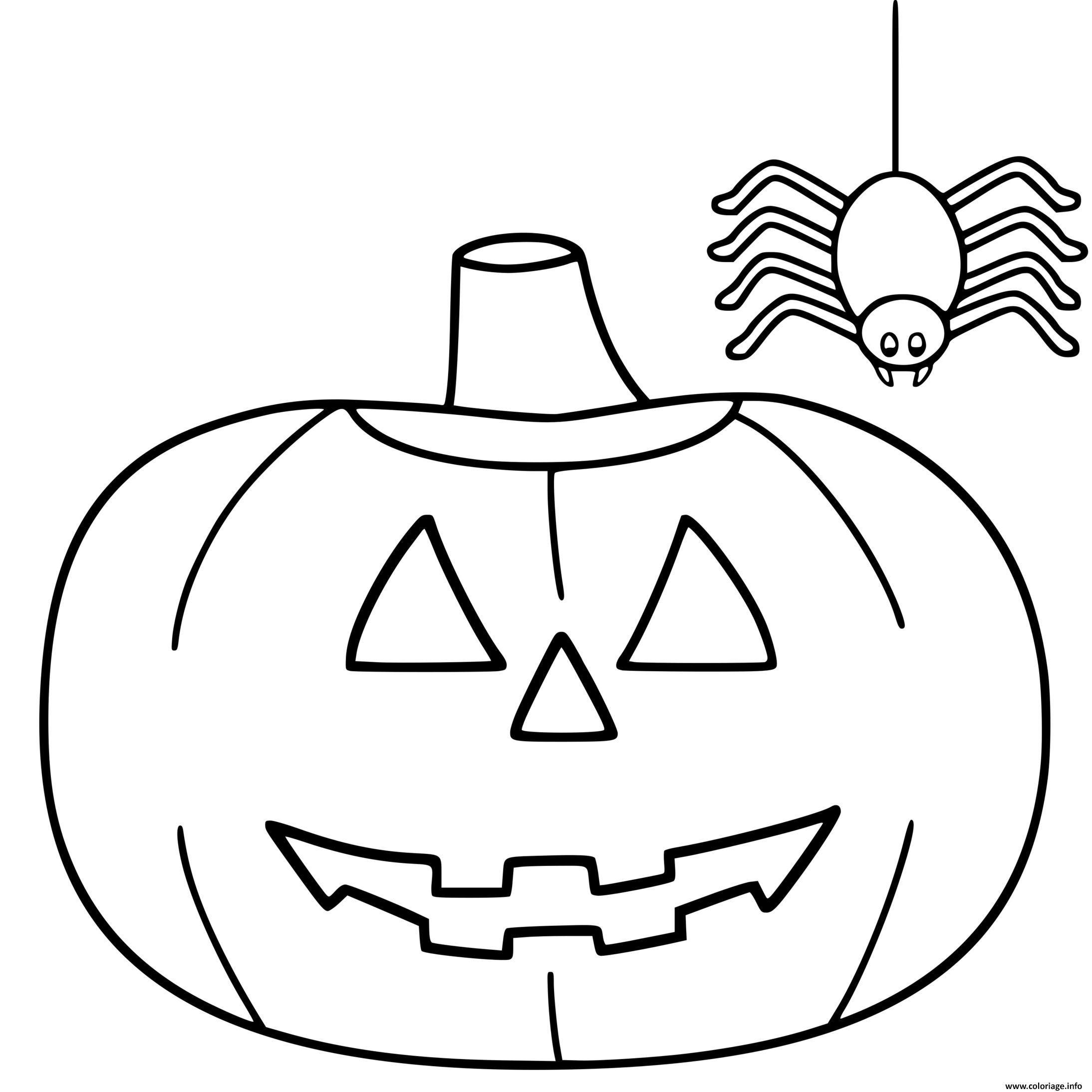 Coloriage Citrouille Facile Maternelle Avec Araignee Dessin Halloween  Citrouille à imprimer