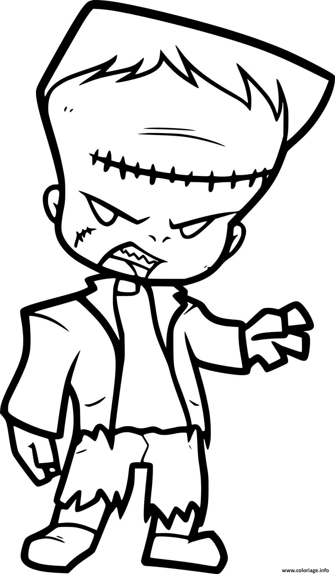 Dessin Petit Frankenstein en colere Coloriage Gratuit à Imprimer