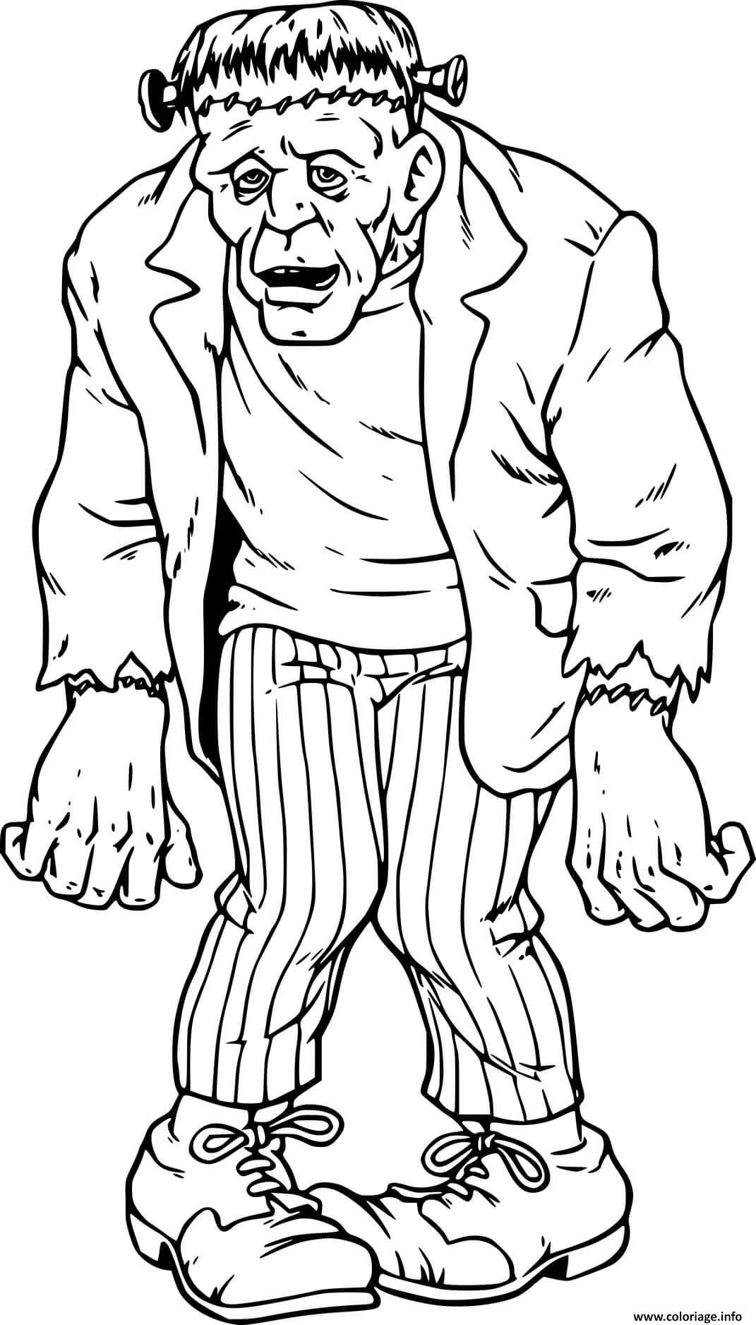 Dessin Realistic Frankenstein Coloriage Gratuit à Imprimer