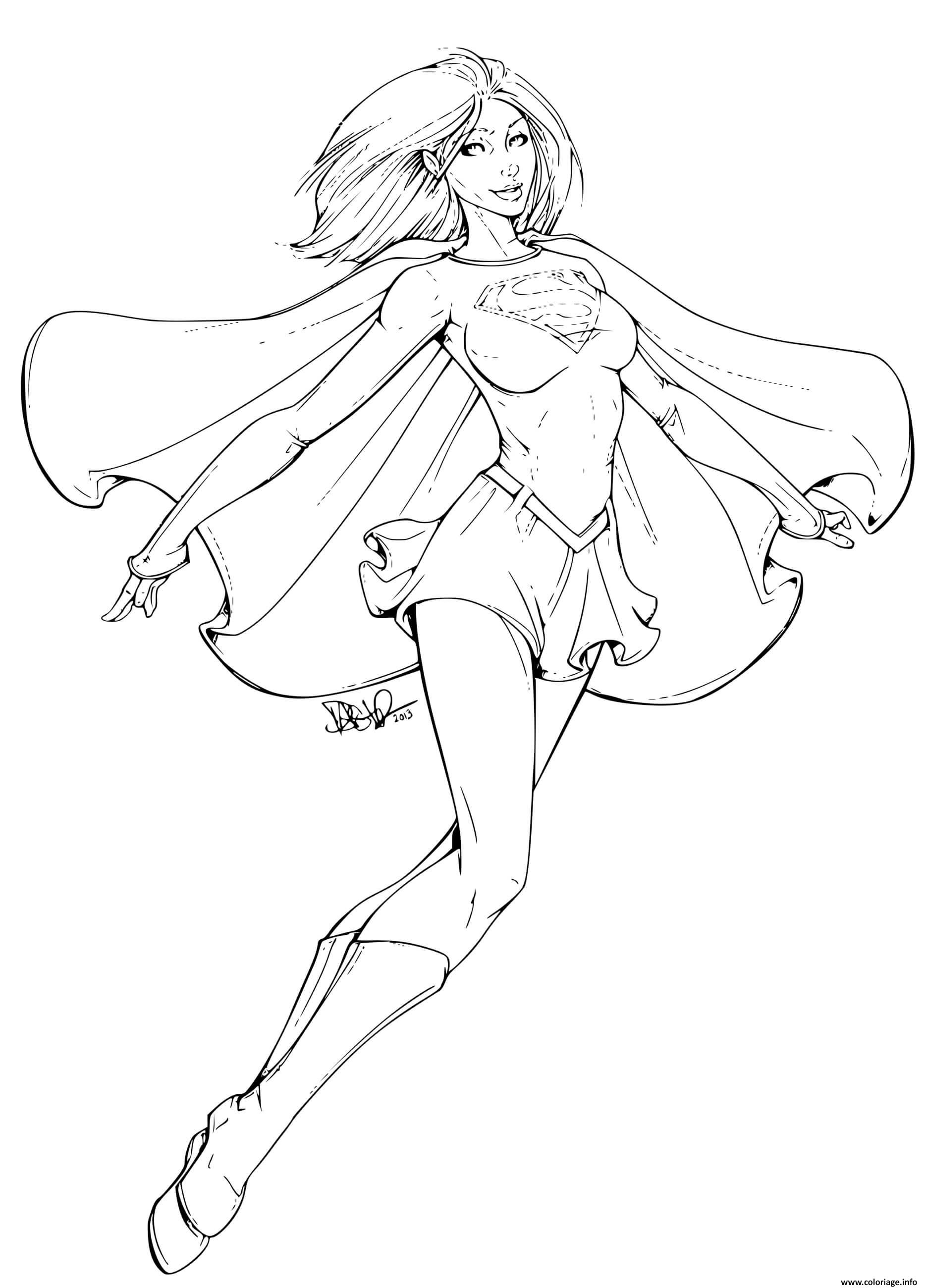 Dessin Super heroine Supergirl Marvel Coloriage Gratuit à Imprimer