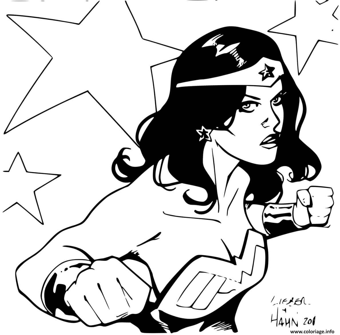 Coloriage Super Heroine Wonder Woman Par David Hahn And Steve Liber Dc Comics Dessin à Imprimer