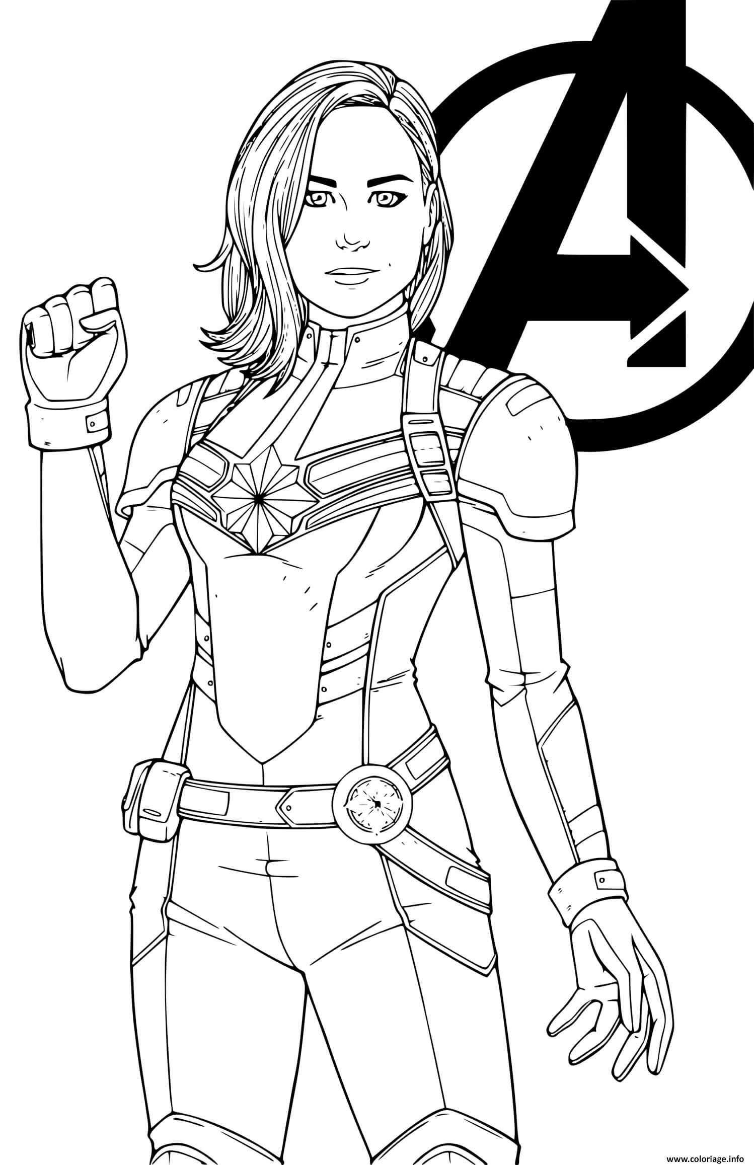Coloriage Super Heroine Captain Marvel By Jamiefayx Dessin à Imprimer