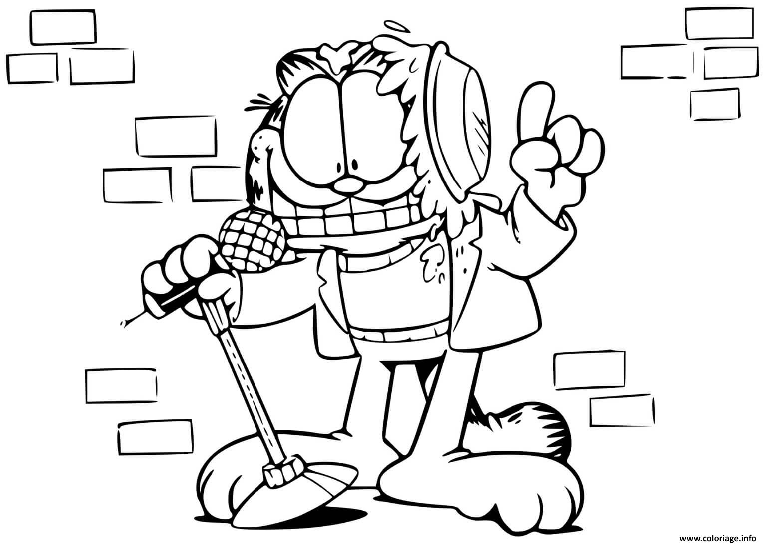 Coloriage Garfield Au Comedy Club Pour Un Spectacle Humour Dessin à Imprimer