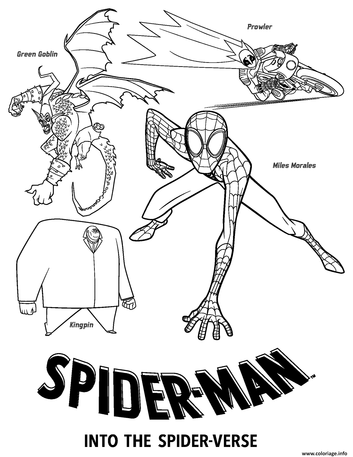 Dessin Spider Man Into the Spider Verse Villains Coloriage Gratuit à Imprimer