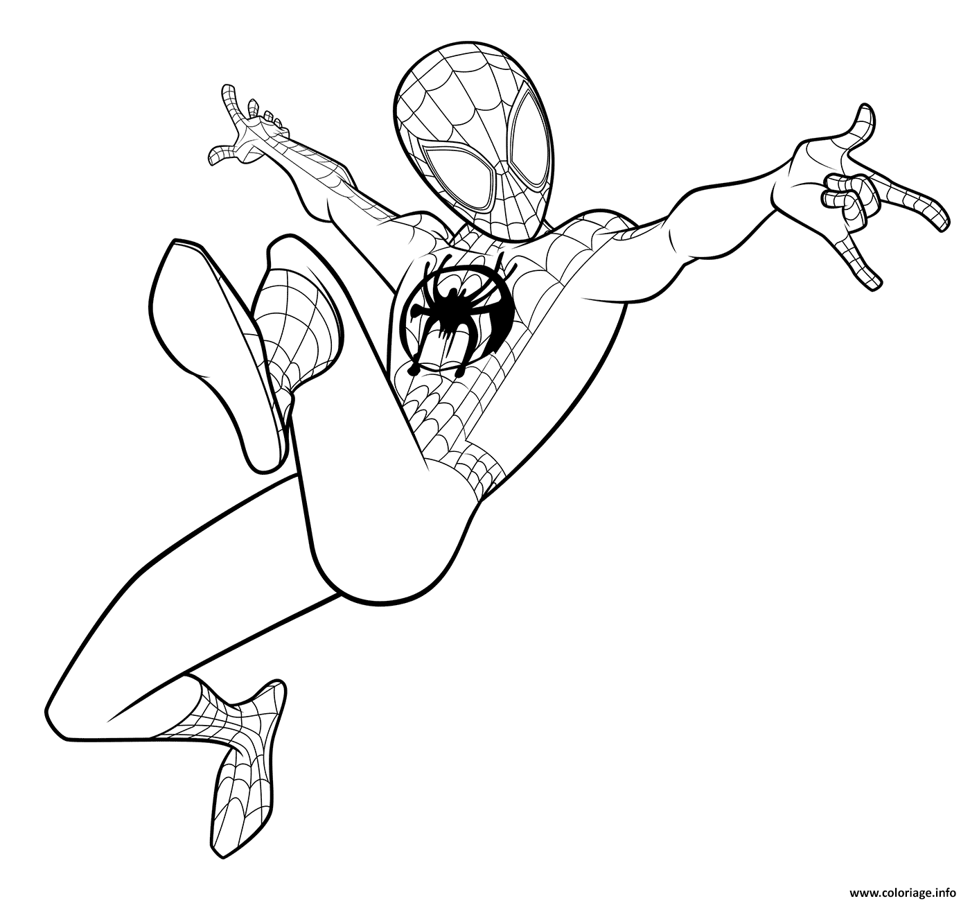 Dessin Spider Man Coloring Miles Morales Coloriage Gratuit à Imprimer