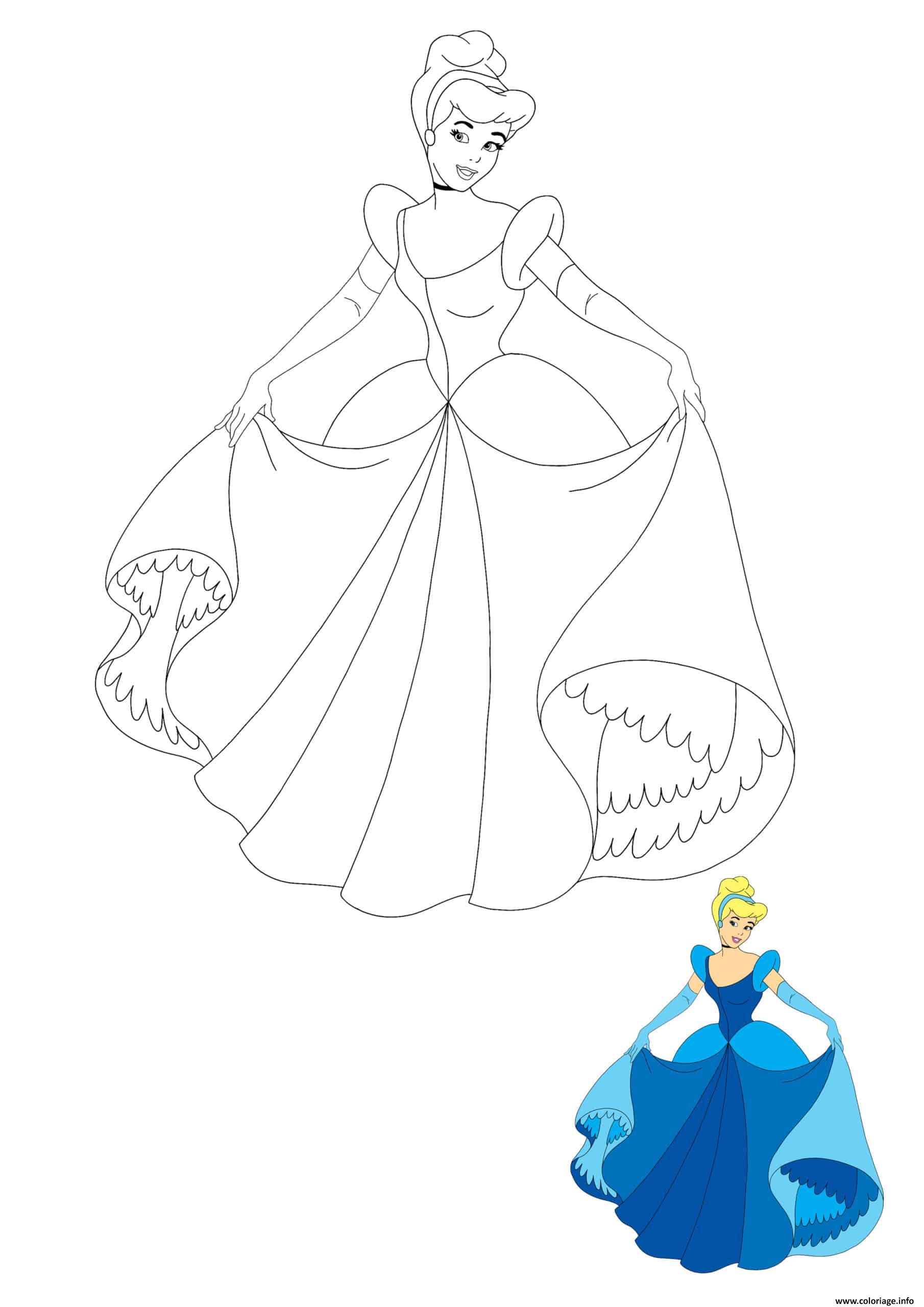 Coloriage Coloriez Disney Princesse Cinderella Dessin à Imprimer