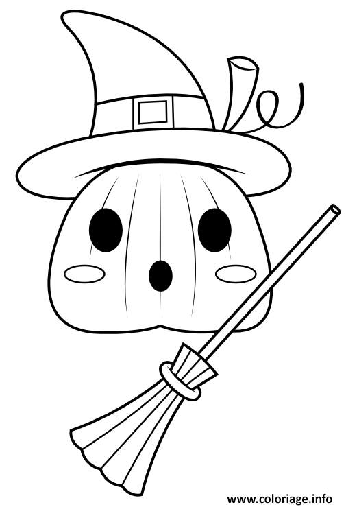 Dessin une citrouille se prend pour une sorciere halloween Coloriage Gratuit à Imprimer