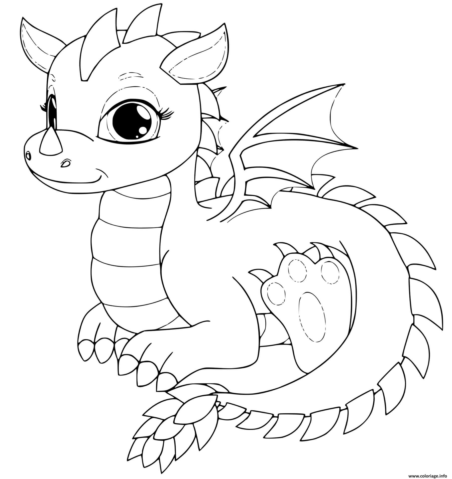 Coloriage Dragonne Dragon Femelle Dessin à Imprimer