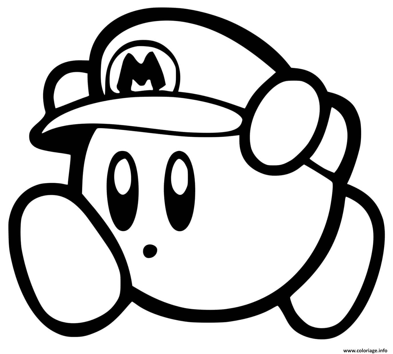 Coloriage Kirby En Mario Nintendo Dessin à Imprimer