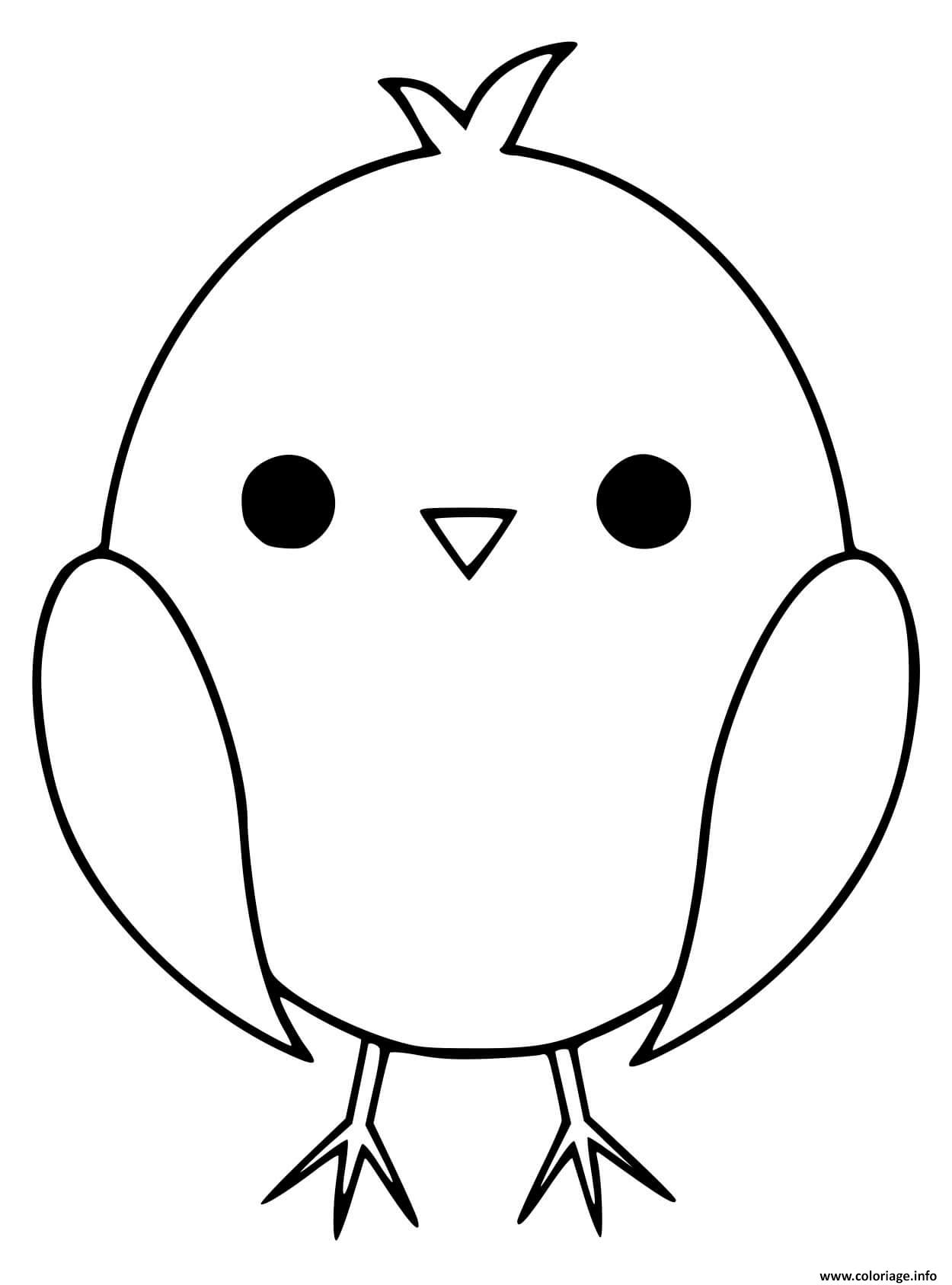 Dessin oiseau simple pour petit Coloriage Gratuit à Imprimer