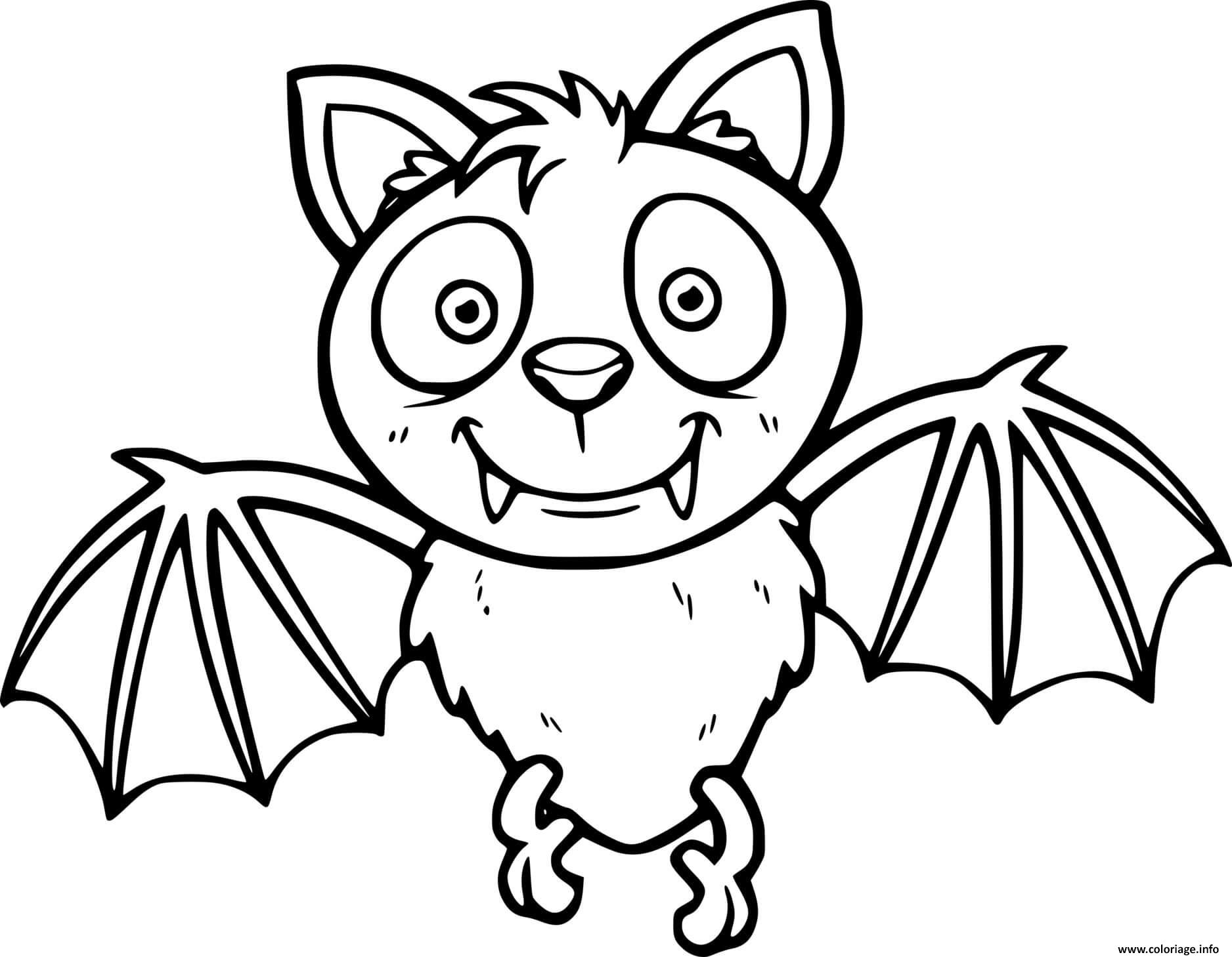 Dessin Cartoon adorable chauve souris Coloriage Gratuit à Imprimer