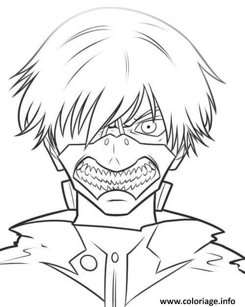 Dessin ken kaneki avec sourire terrifiant Coloriage Gratuit à Imprimer