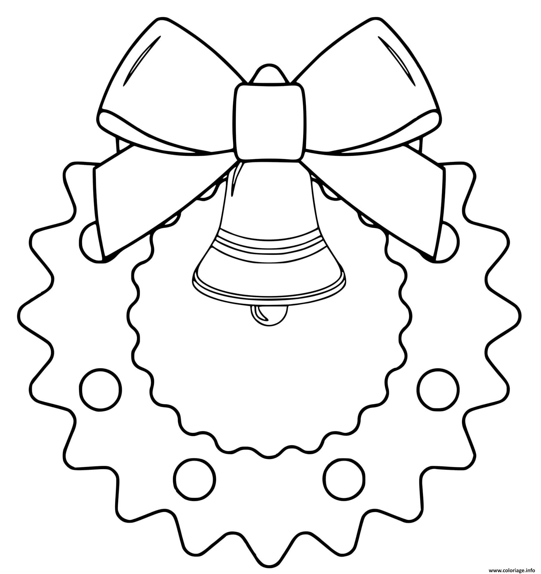 Dessin couronne noel simple avec cloche Coloriage Gratuit à Imprimer