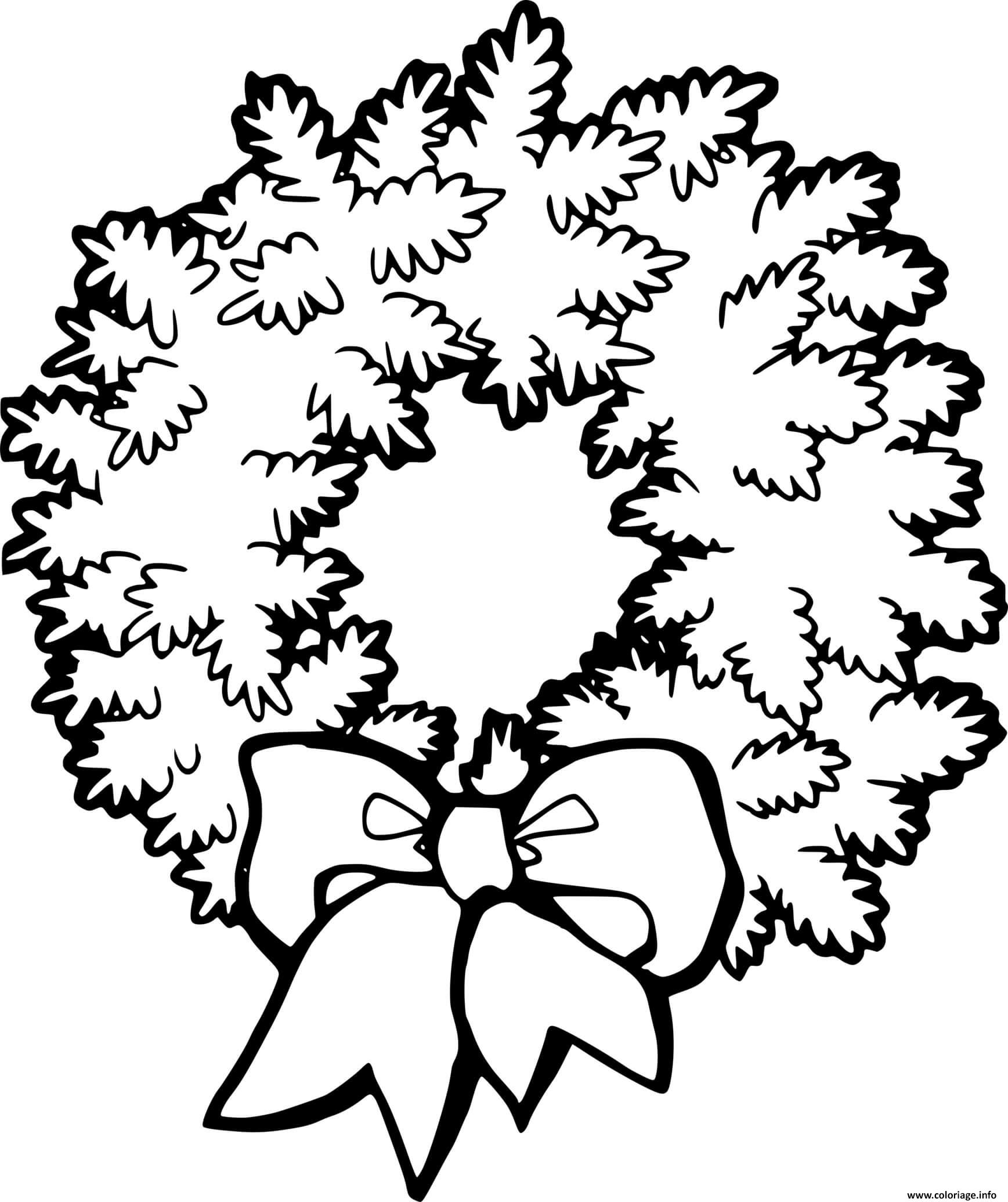 Dessin couronne de noel branches de sapin Coloriage Gratuit à Imprimer