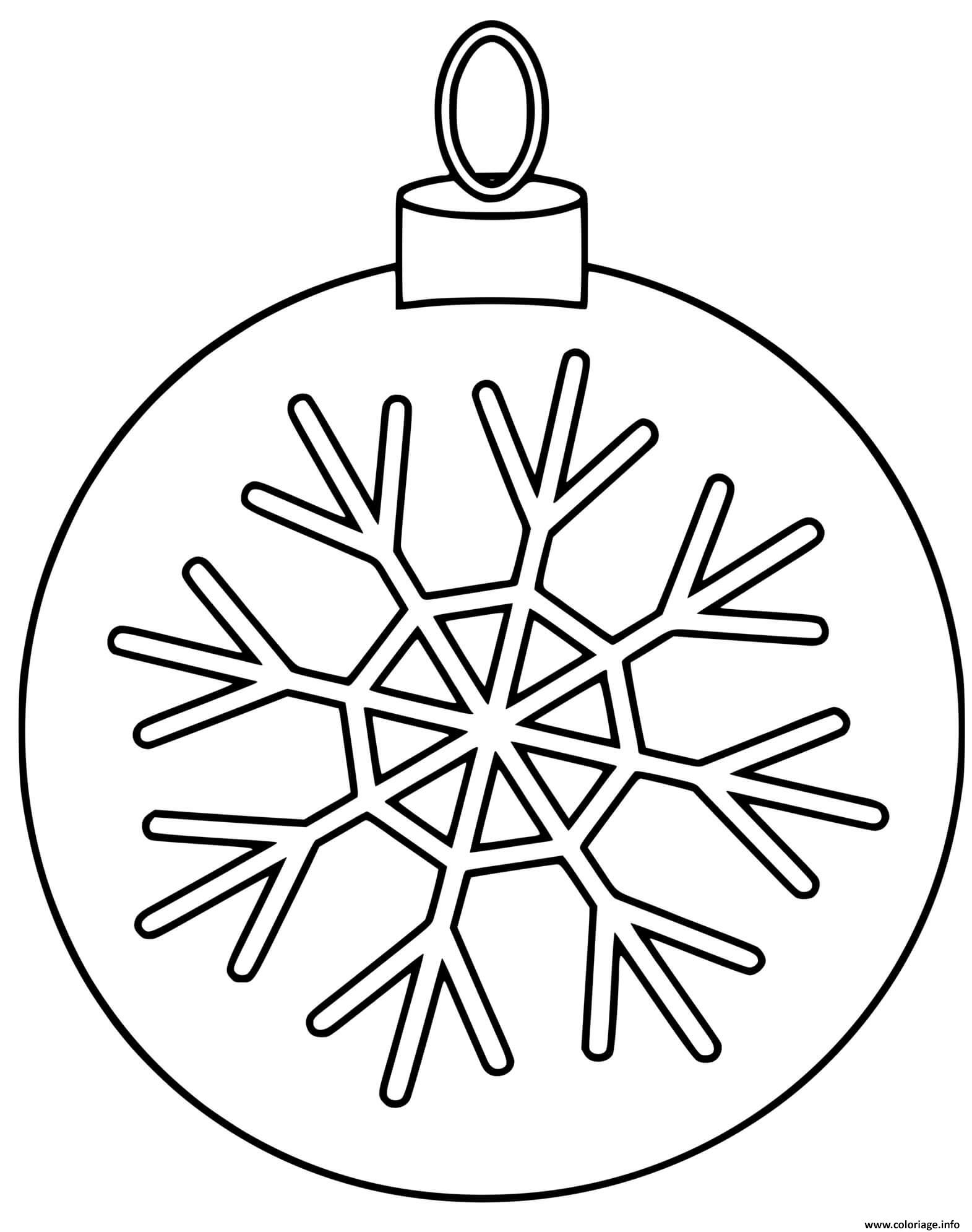 Dessin boule de noel avec un flocon de neige pour sapin Coloriage Gratuit à Imprimer