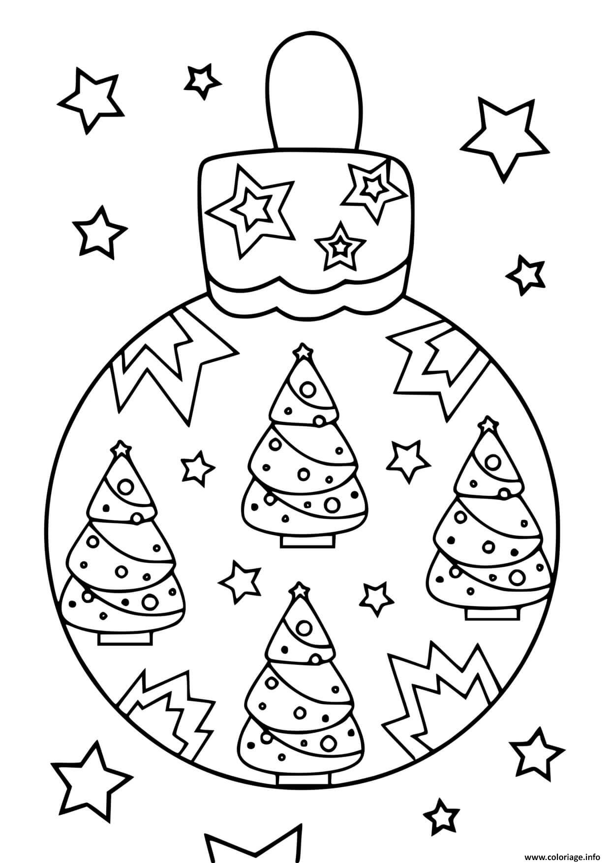 Coloriage Boule De Noel Avec Sapins Et Etoiles Dessin Boule De Noel à 