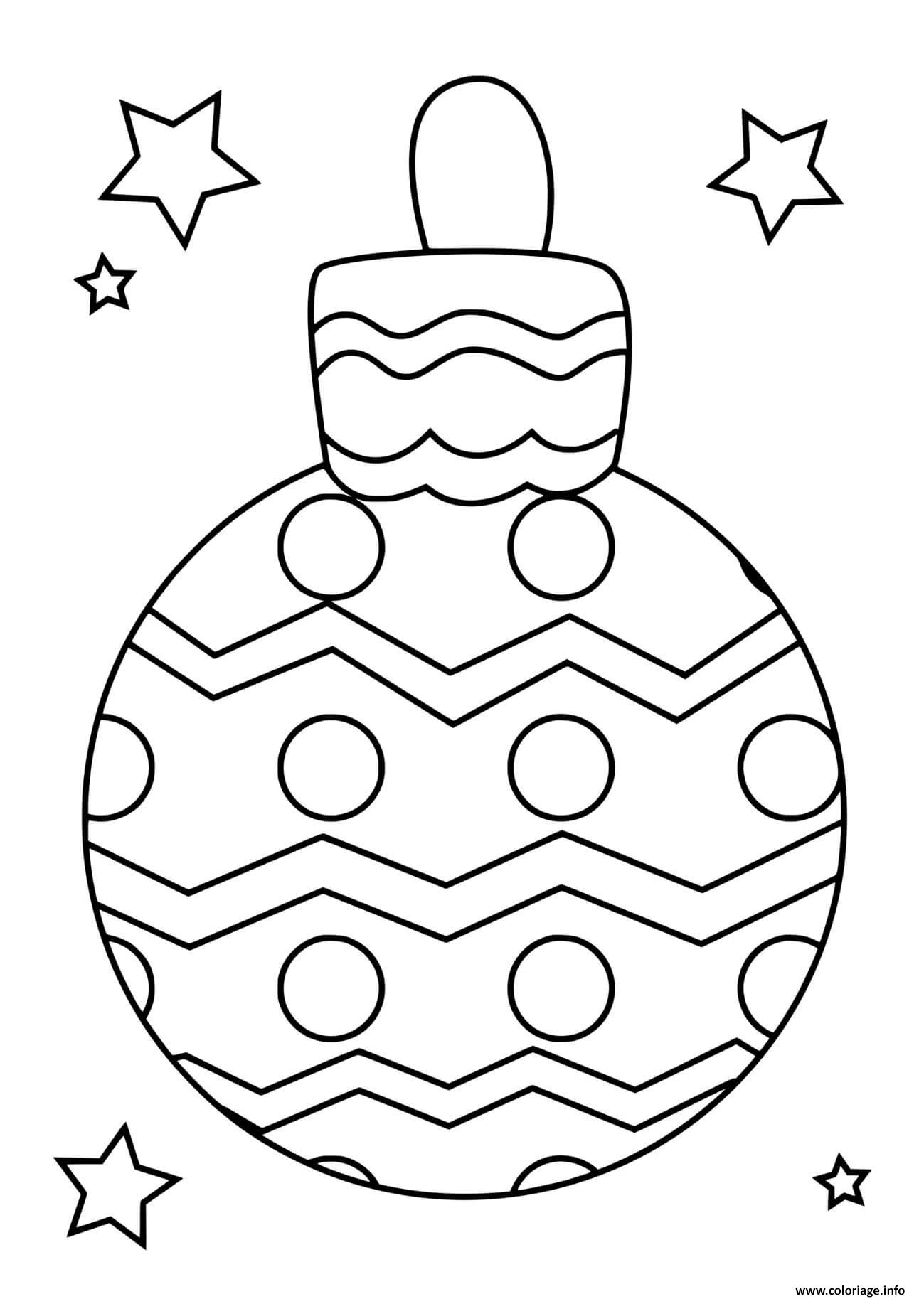 Dessin boule de noel simple avec cercles et zigzag Coloriage Gratuit à Imprimer