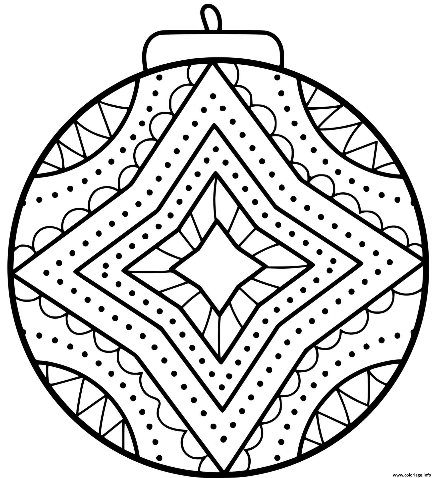 Dessin magnifique boule de neige mandala pour noel Coloriage Gratuit à Imprimer