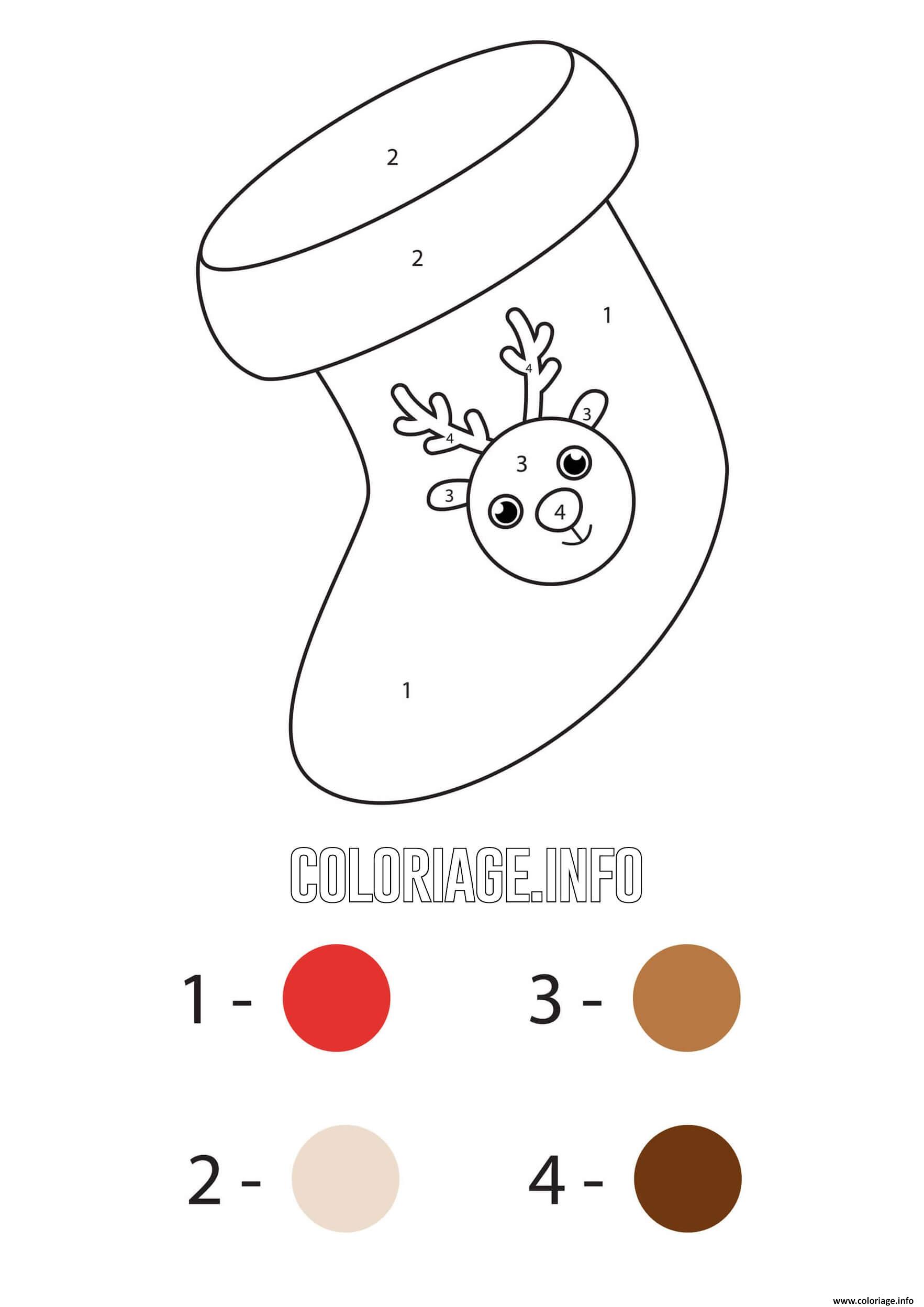 Dessin bas de noel avec renne dessin par numero Coloriage Gratuit à Imprimer