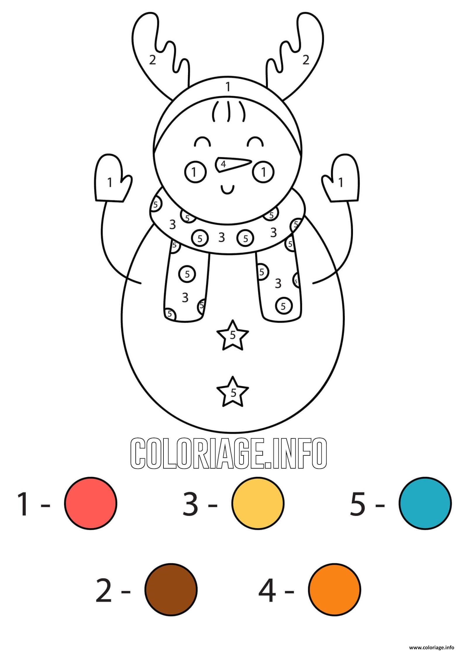 Dessin bonhomme de neige en renne de noel magique noel Coloriage Gratuit à Imprimer