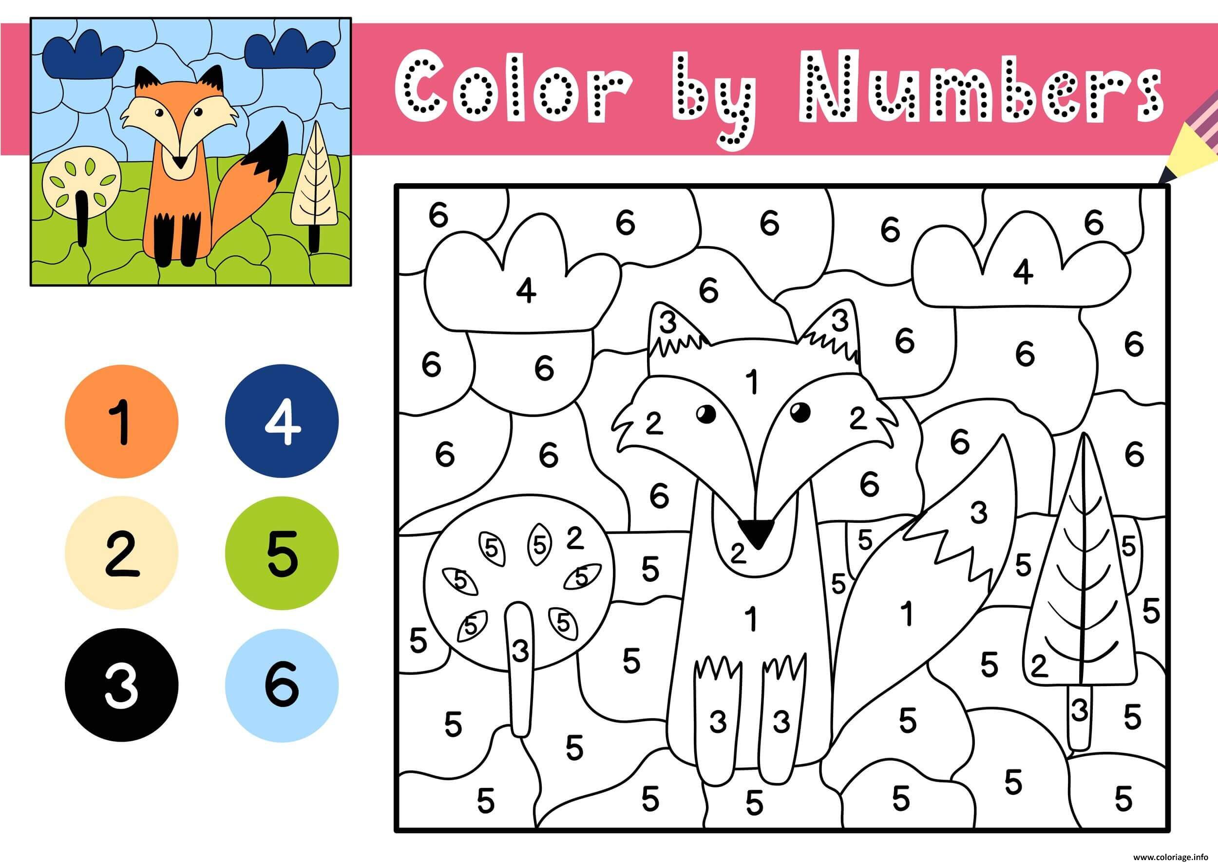 Coloriage Renard Dans La Foret Magique Cp Par Numero JeColorie