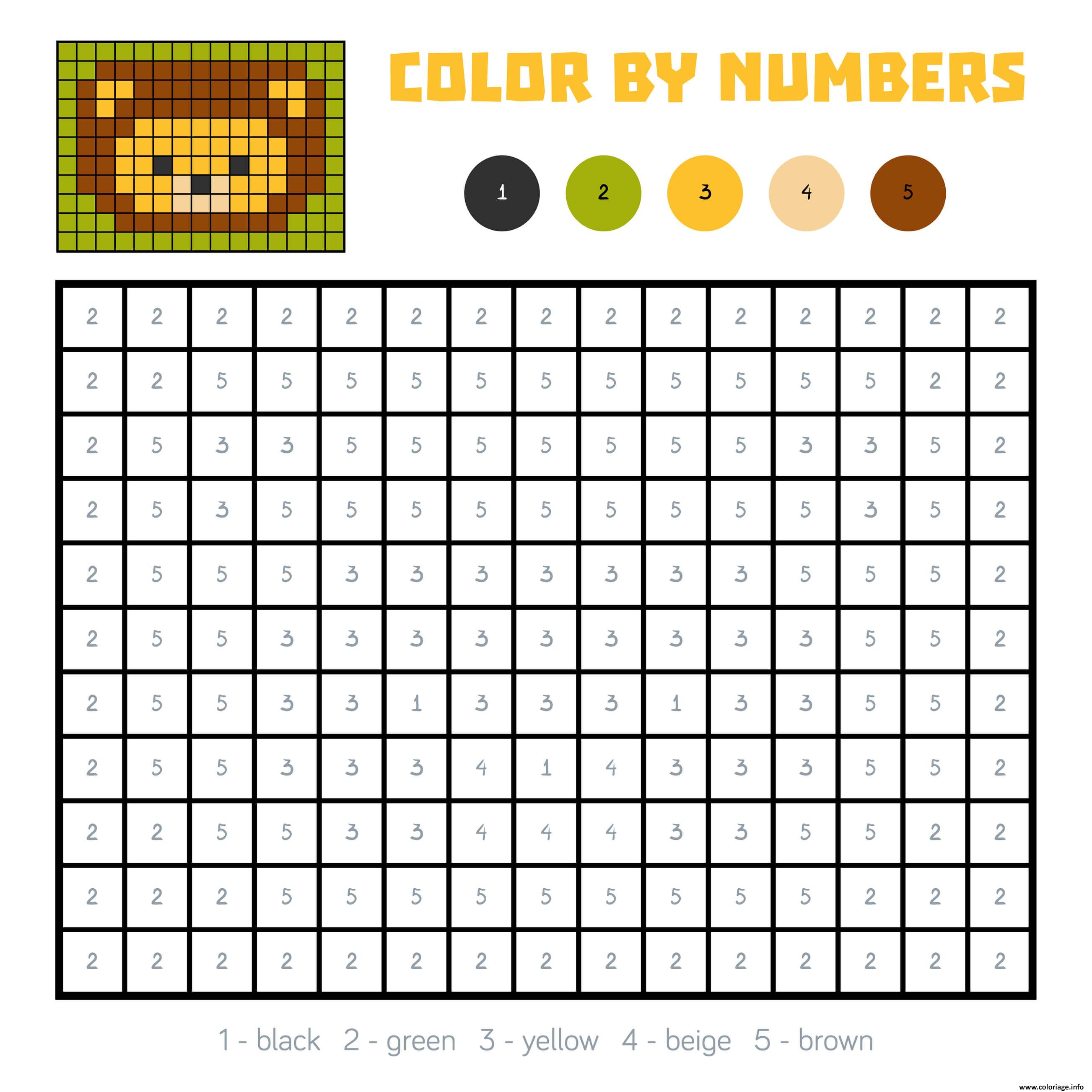 Dessin lion pixel magique cp Coloriage Gratuit à Imprimer