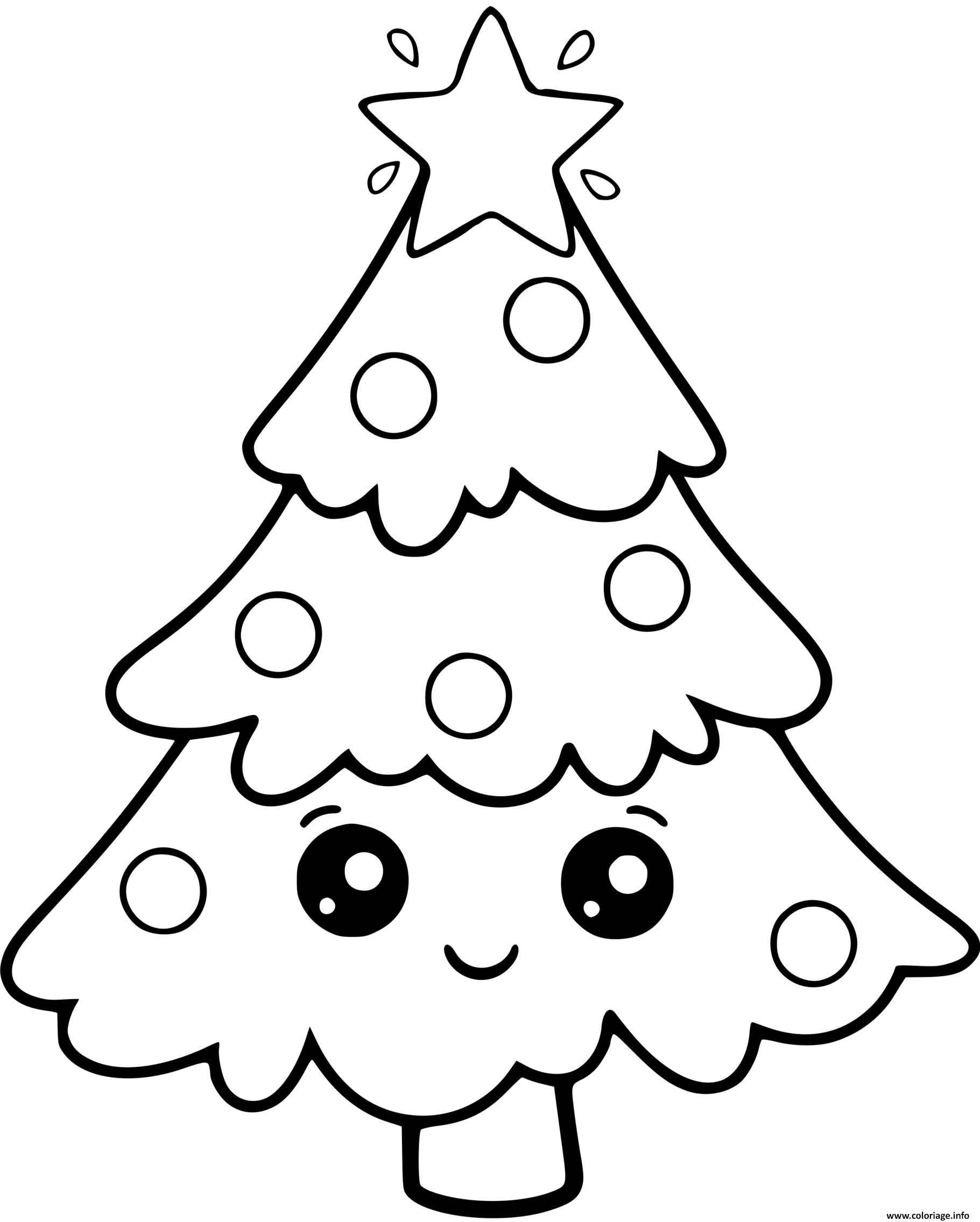 Coloriage sapin simple facile mignon  JeColorie.com