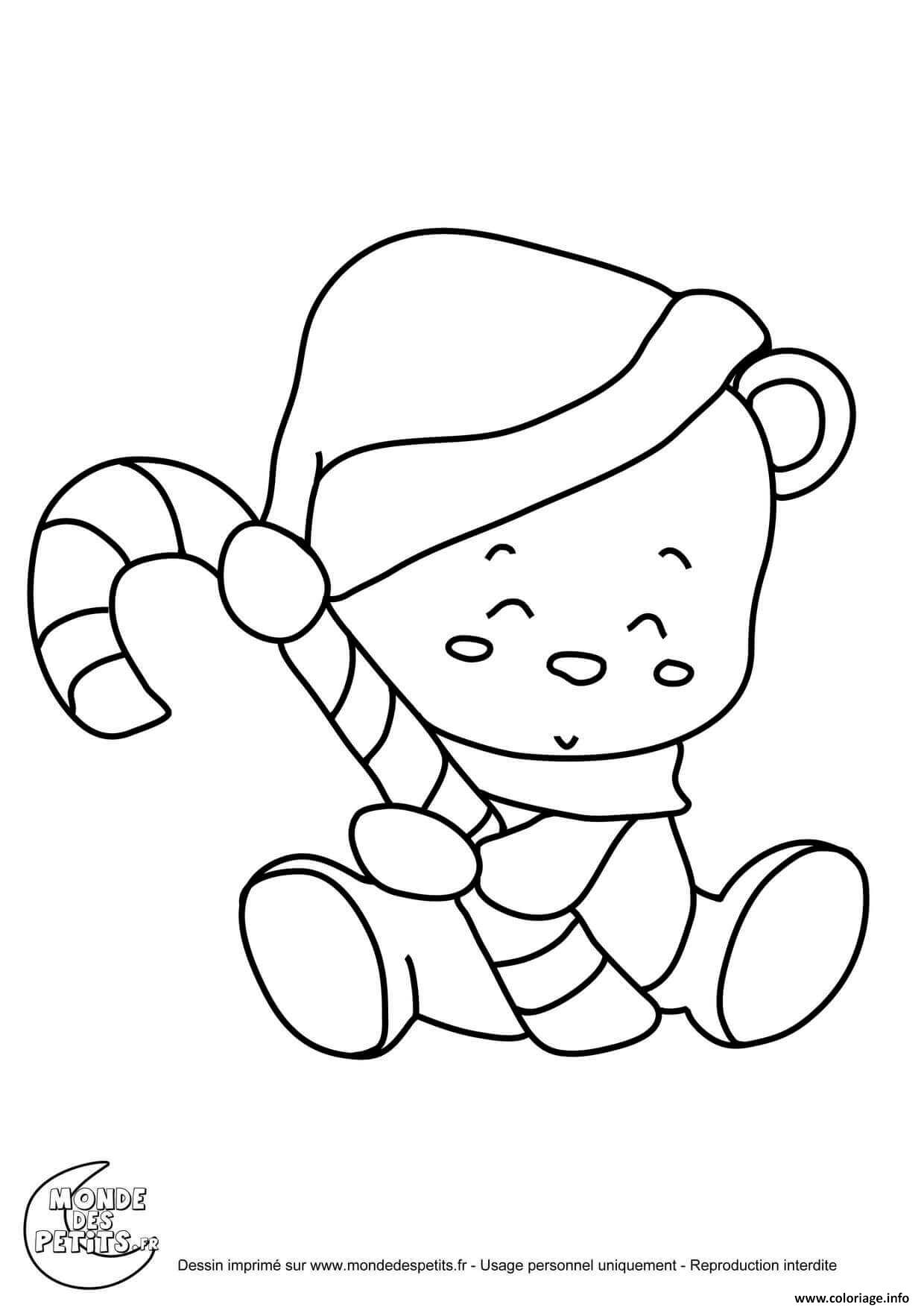 Dessin titounis nounours mignon noel Coloriage Gratuit à Imprimer