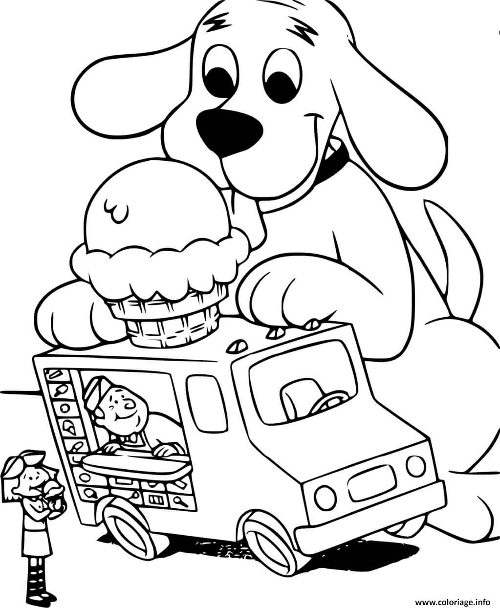 Dessin Clifford adore la creme glace Coloriage Gratuit à Imprimer