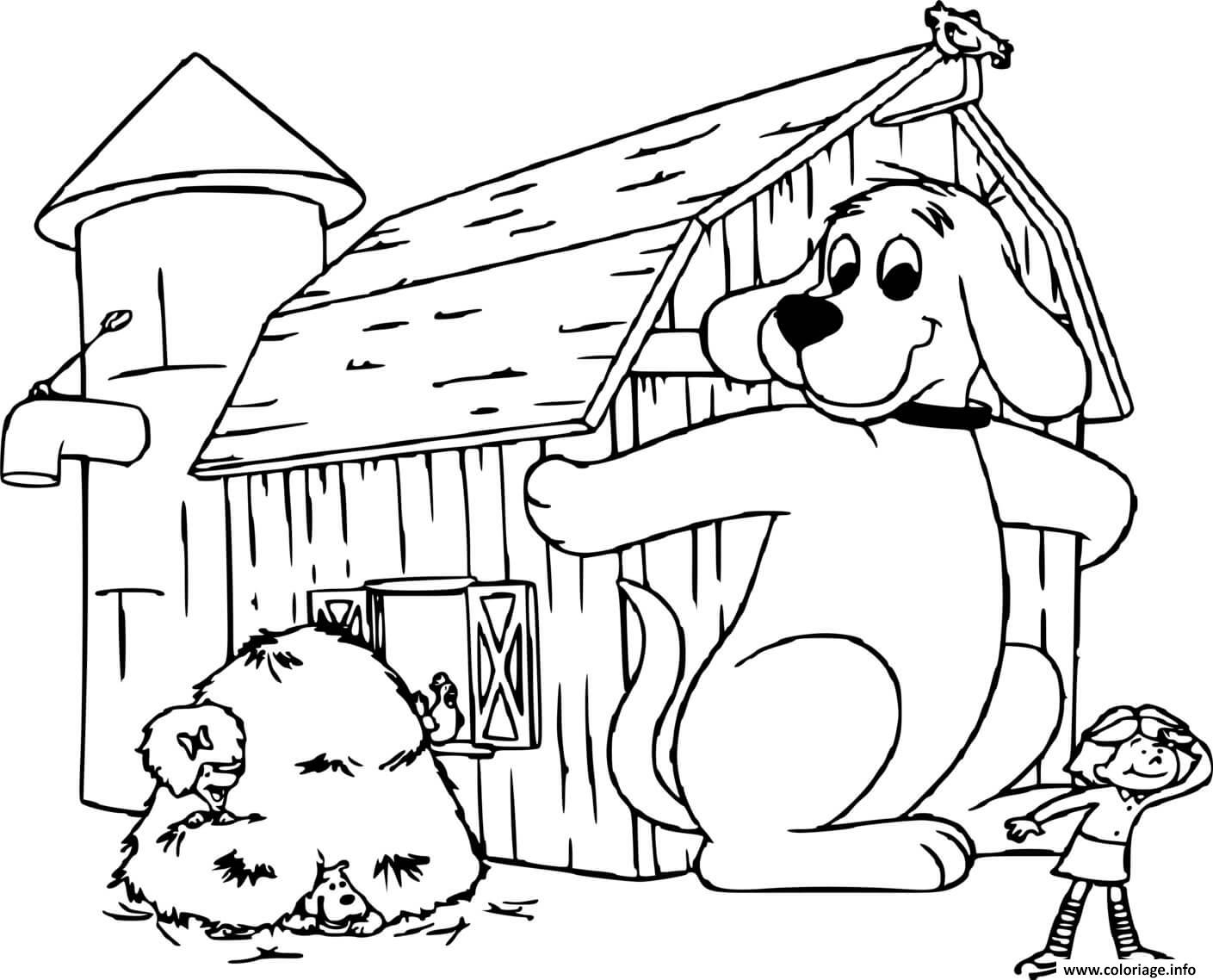 Dessin Clifford joue a cache cache avec emily Coloriage Gratuit à Imprimer