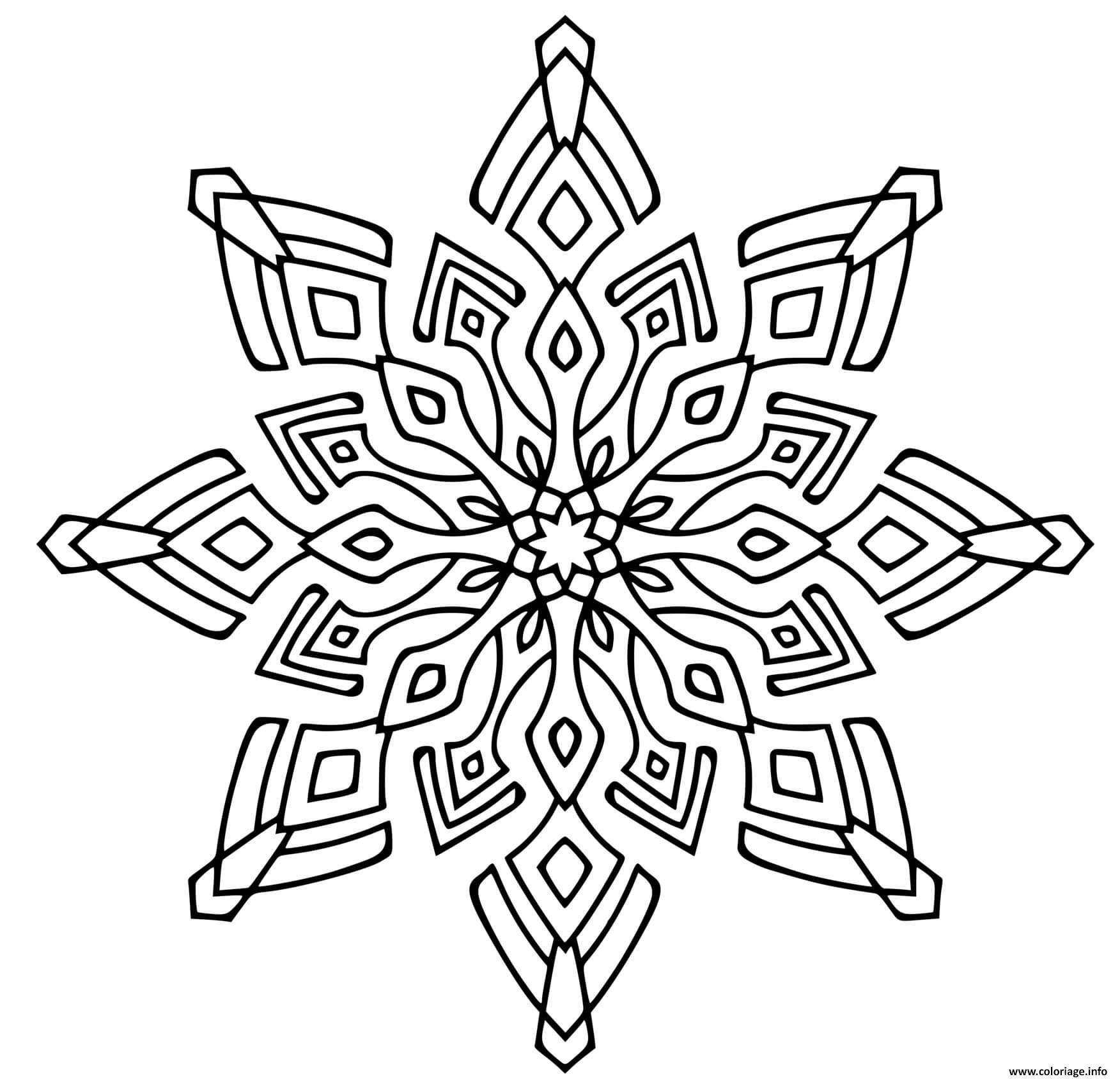 Dessin flocon de neige moderne mandala Coloriage Gratuit à Imprimer