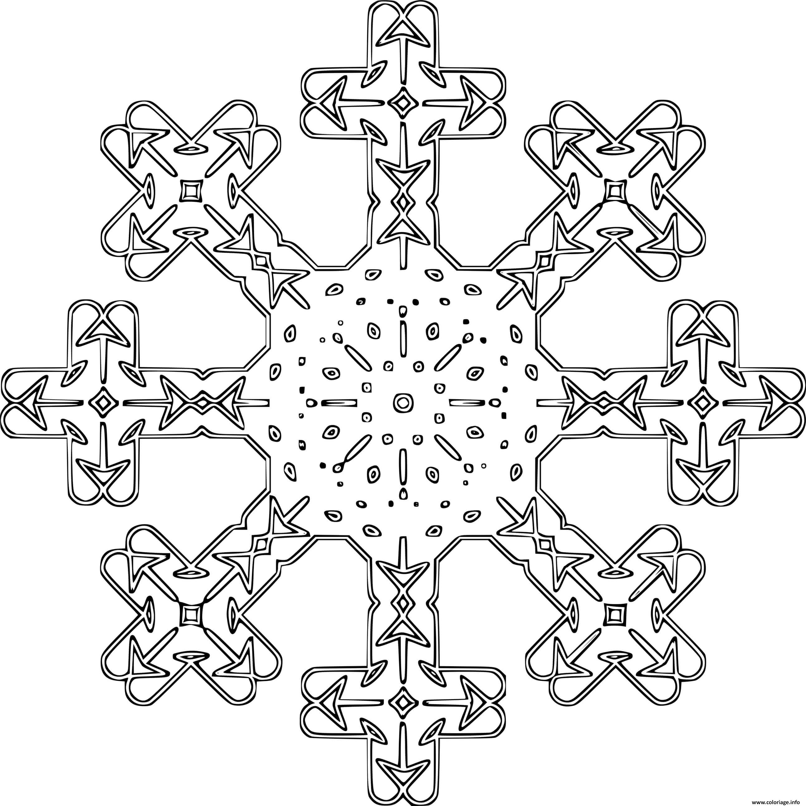 Dessin flocon de neige original croix Coloriage Gratuit à Imprimer