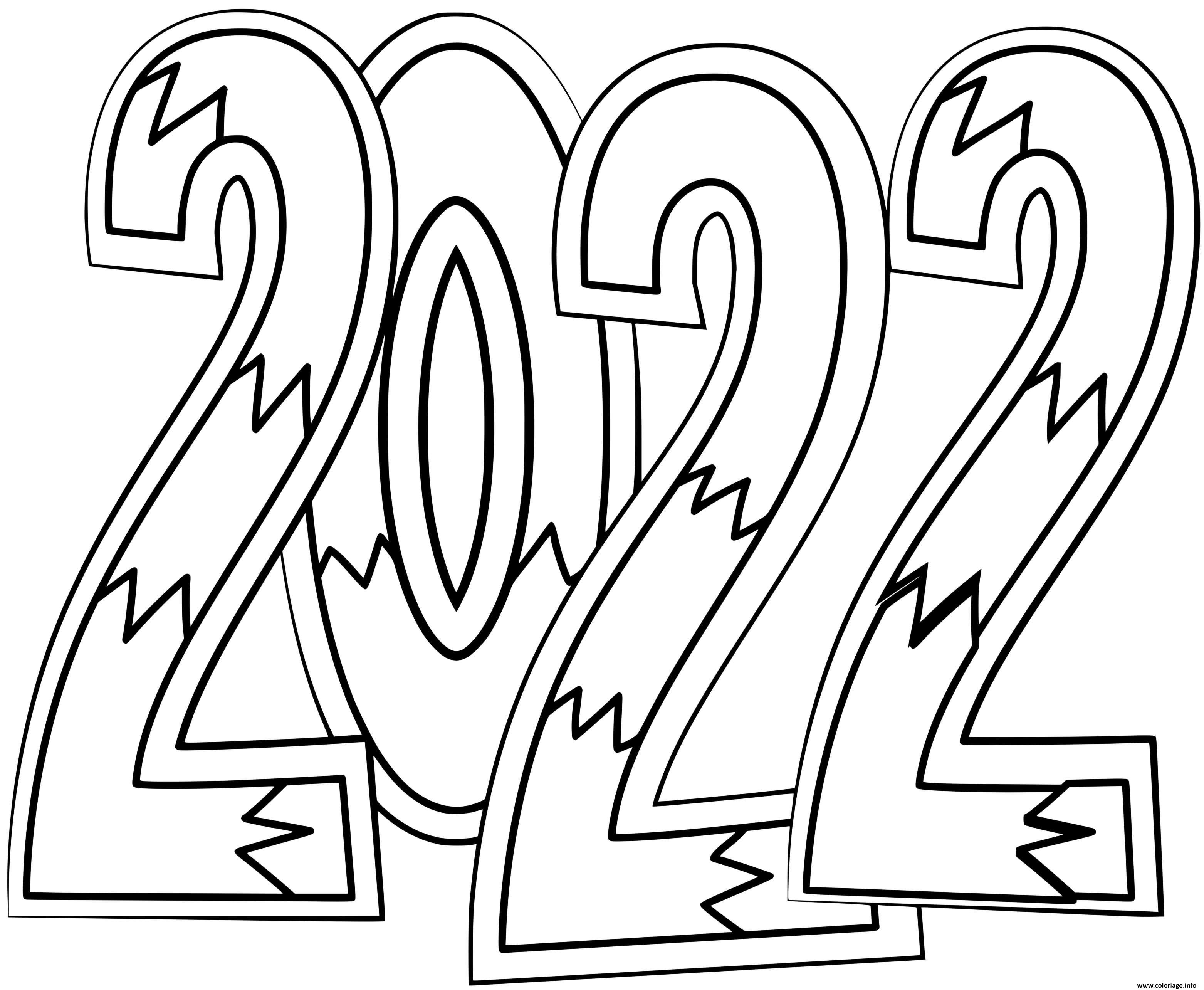 Dessin 2022 new year doodle by supercoloring Coloriage Gratuit à Imprimer