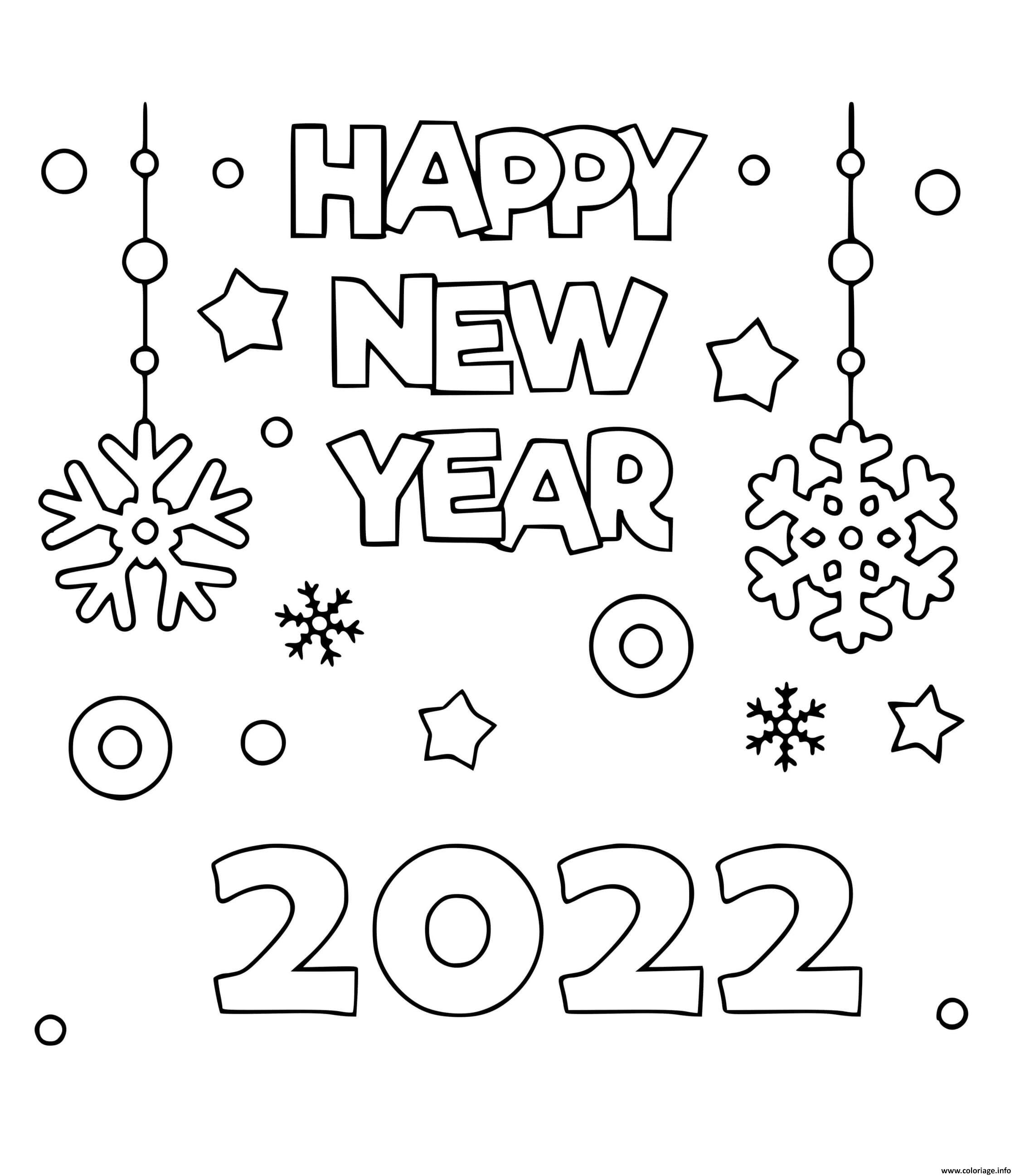 Dessin 2022 New Year Coloriage Gratuit à Imprimer