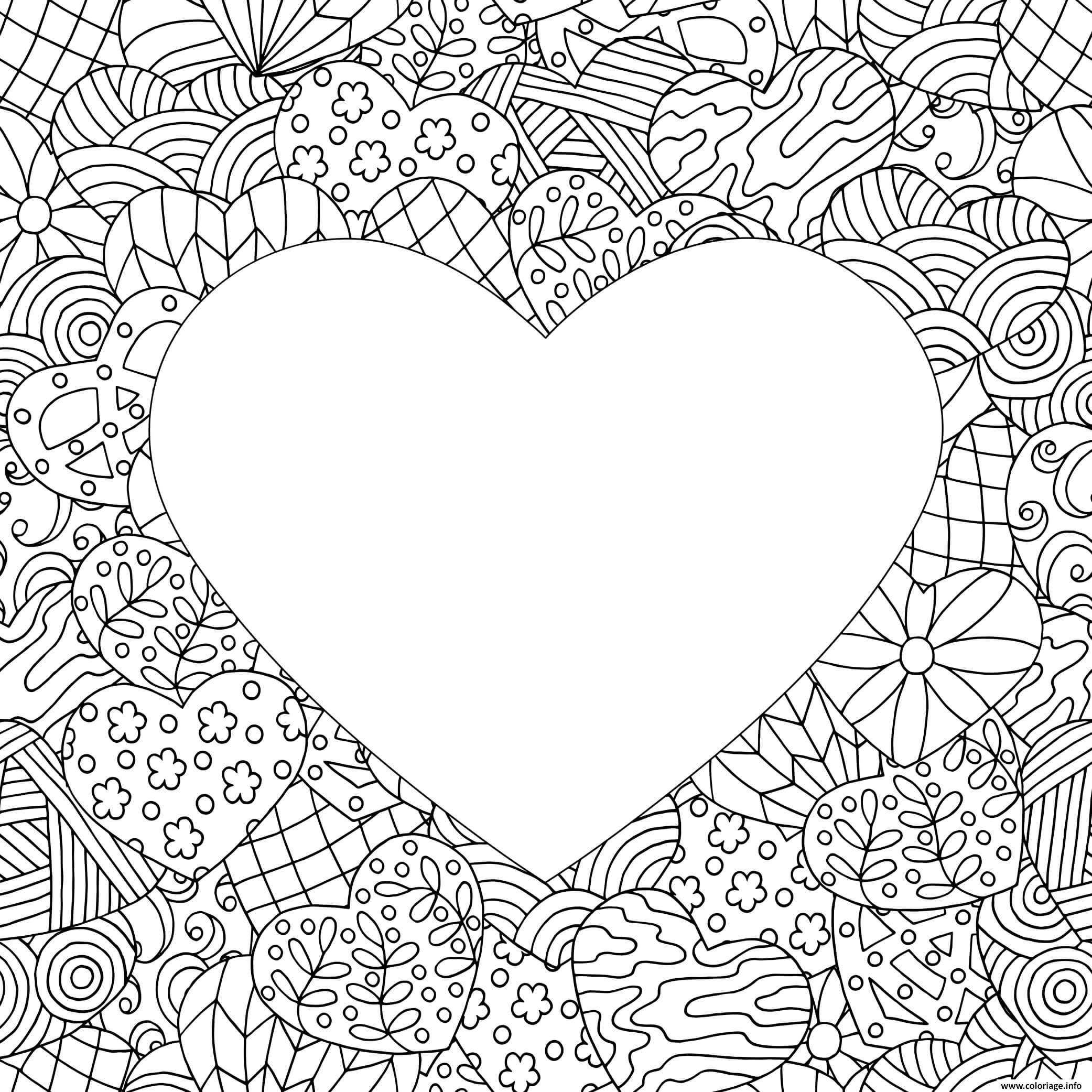 Dessin coeur blanc mandala coeurs motifs Coloriage Gratuit à Imprimer