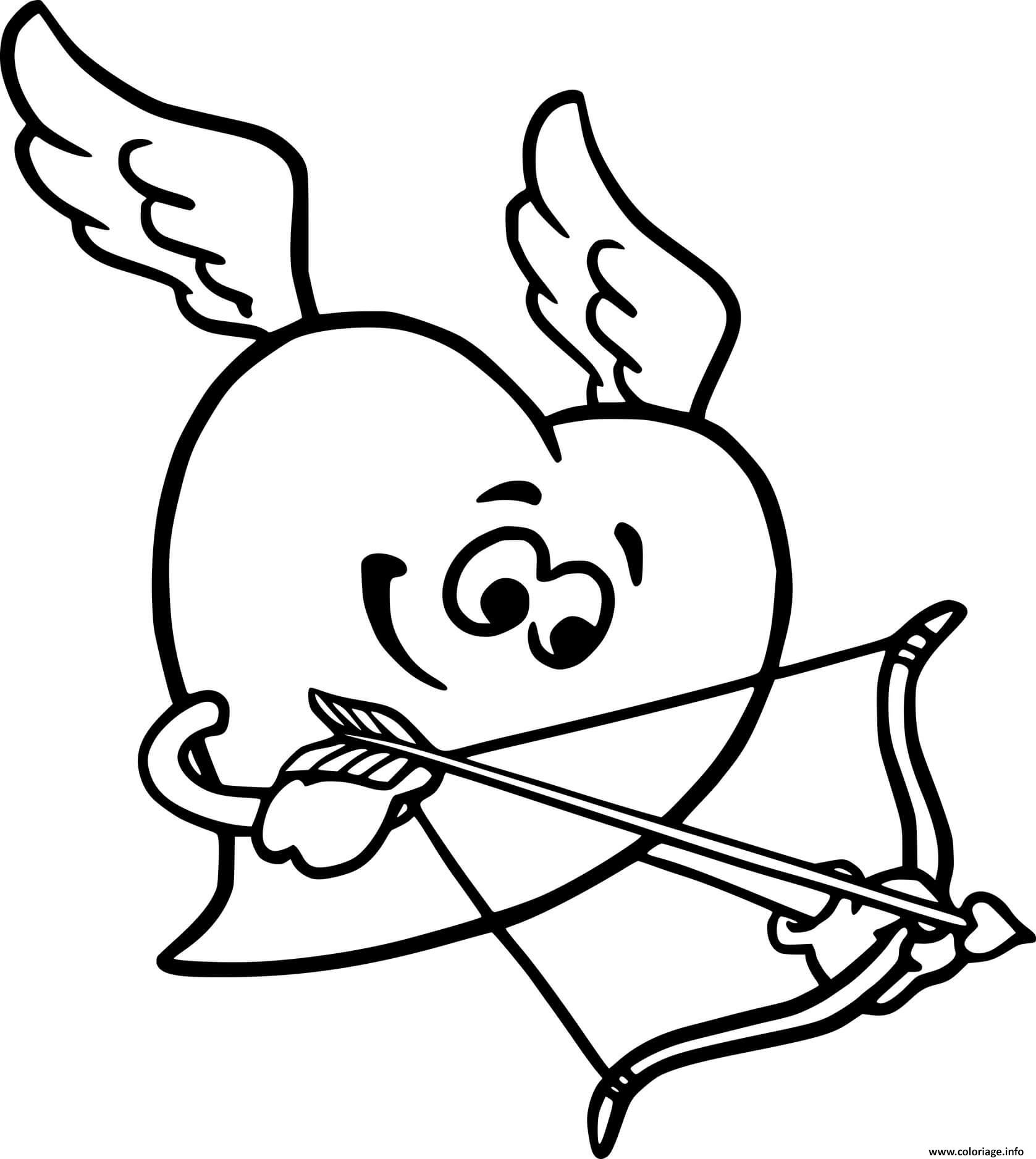 Dessin coeur cupidon enfant Coloriage Gratuit à Imprimer