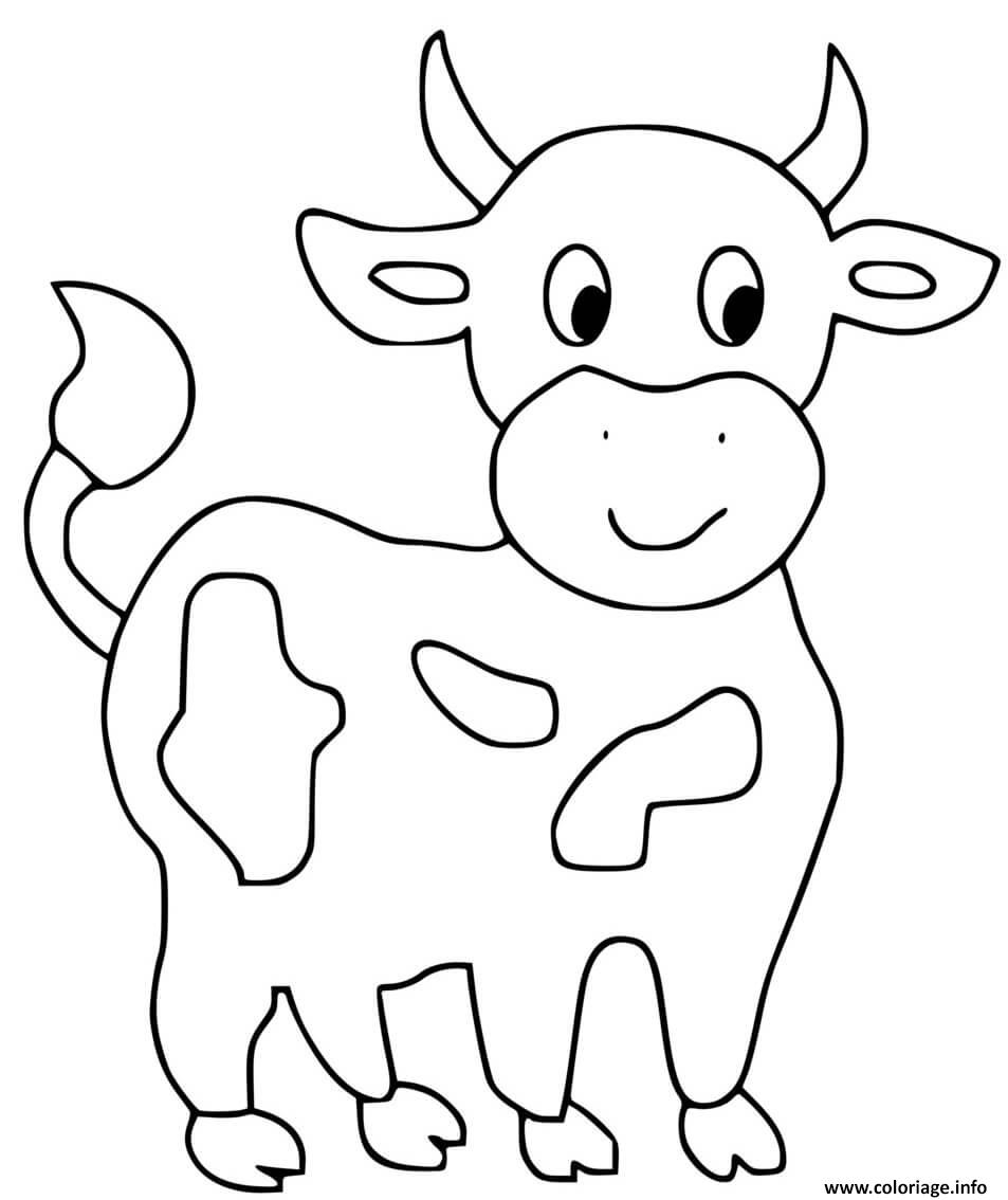 Coloriage Vache Animaux De La Ferme Facile Dessin à Imprimer
