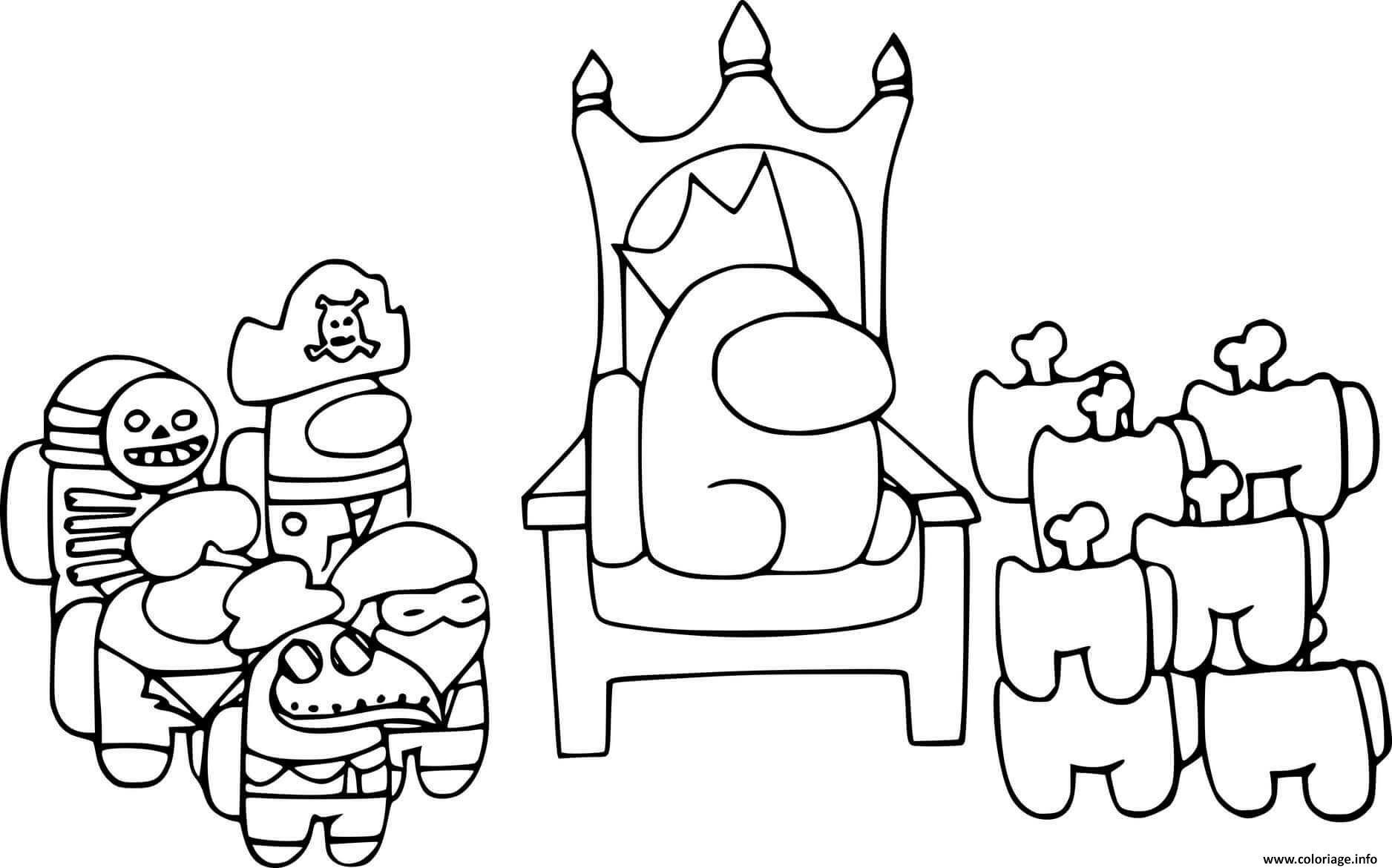 Coloriage Among Us King and Others - JeColorie.com