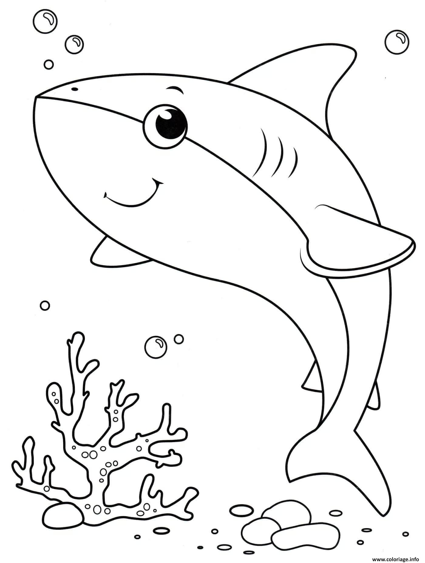 Dessin baby shark bebe requin adorable Coloriage Gratuit à Imprimer