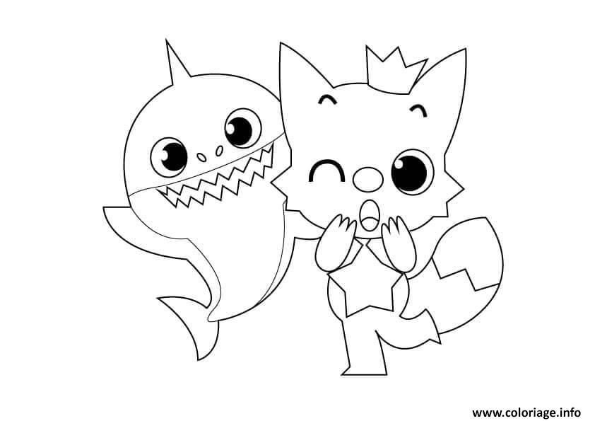 Coloriage Baby Shark Et Son Ami Le Renard Dessin à Imprimer