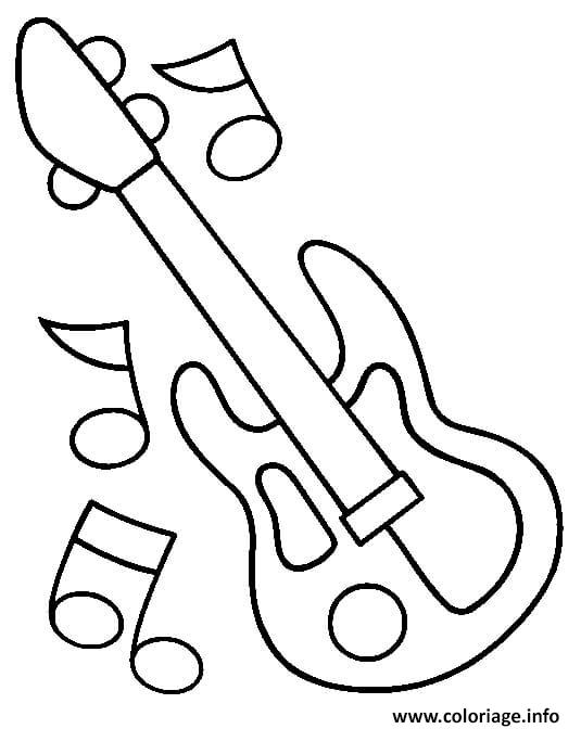 Coloriage Guitare Instrument De Musique Dessin à Imprimer